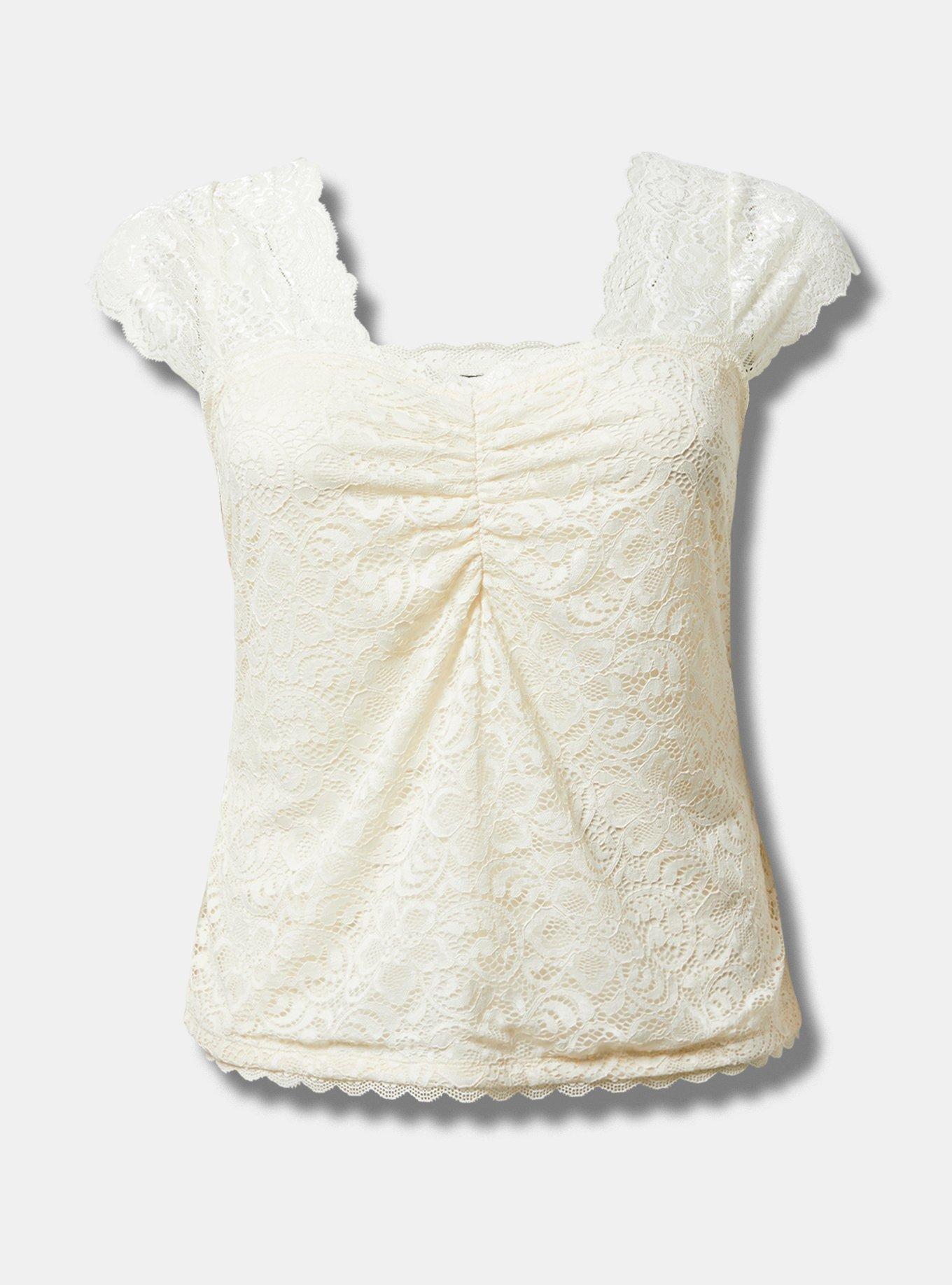 Stretch Lace Sweetheart Cinch Front Top