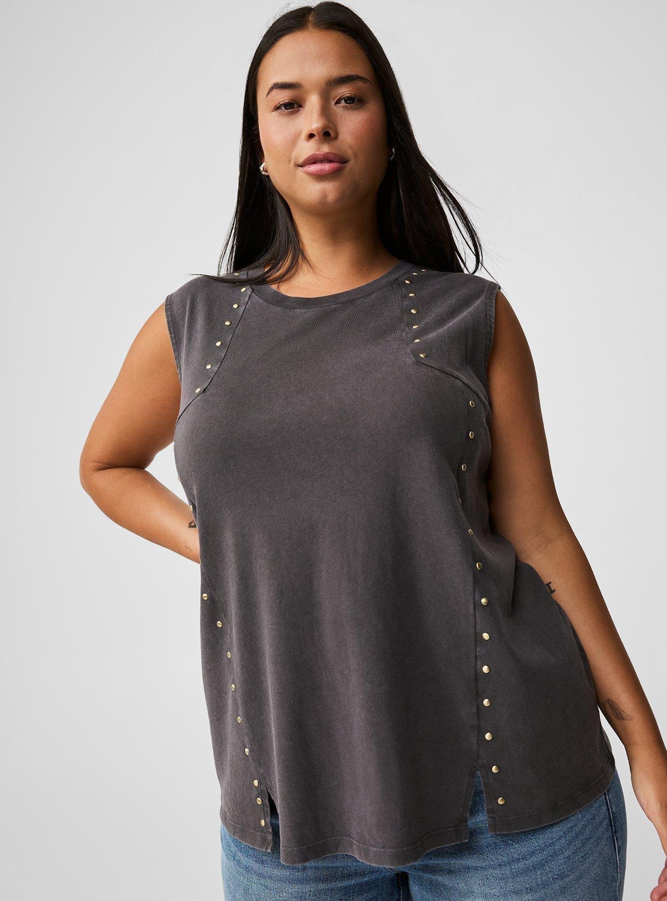 Heritage Cotton Crewneck Studded Tank