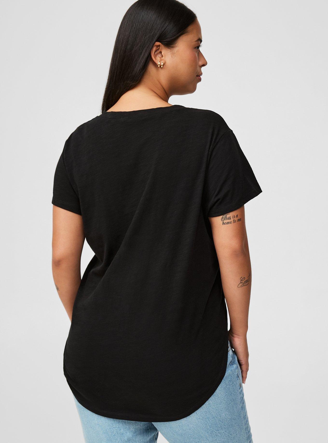 Heritage Slub V-Neck Side Slit Tee, DEEP BLACK, alternate