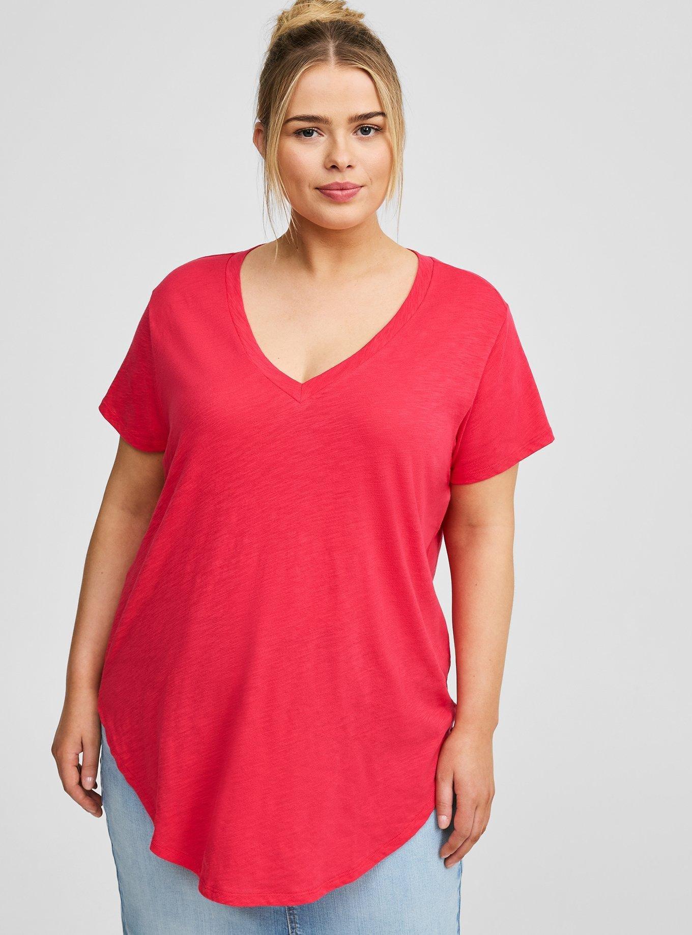 Plus Size - Heritage Slub V-Neck Side Slit Tee - Torrid Plus Size - Heritage Slub V-Neck Side Slit Tee - Torrid