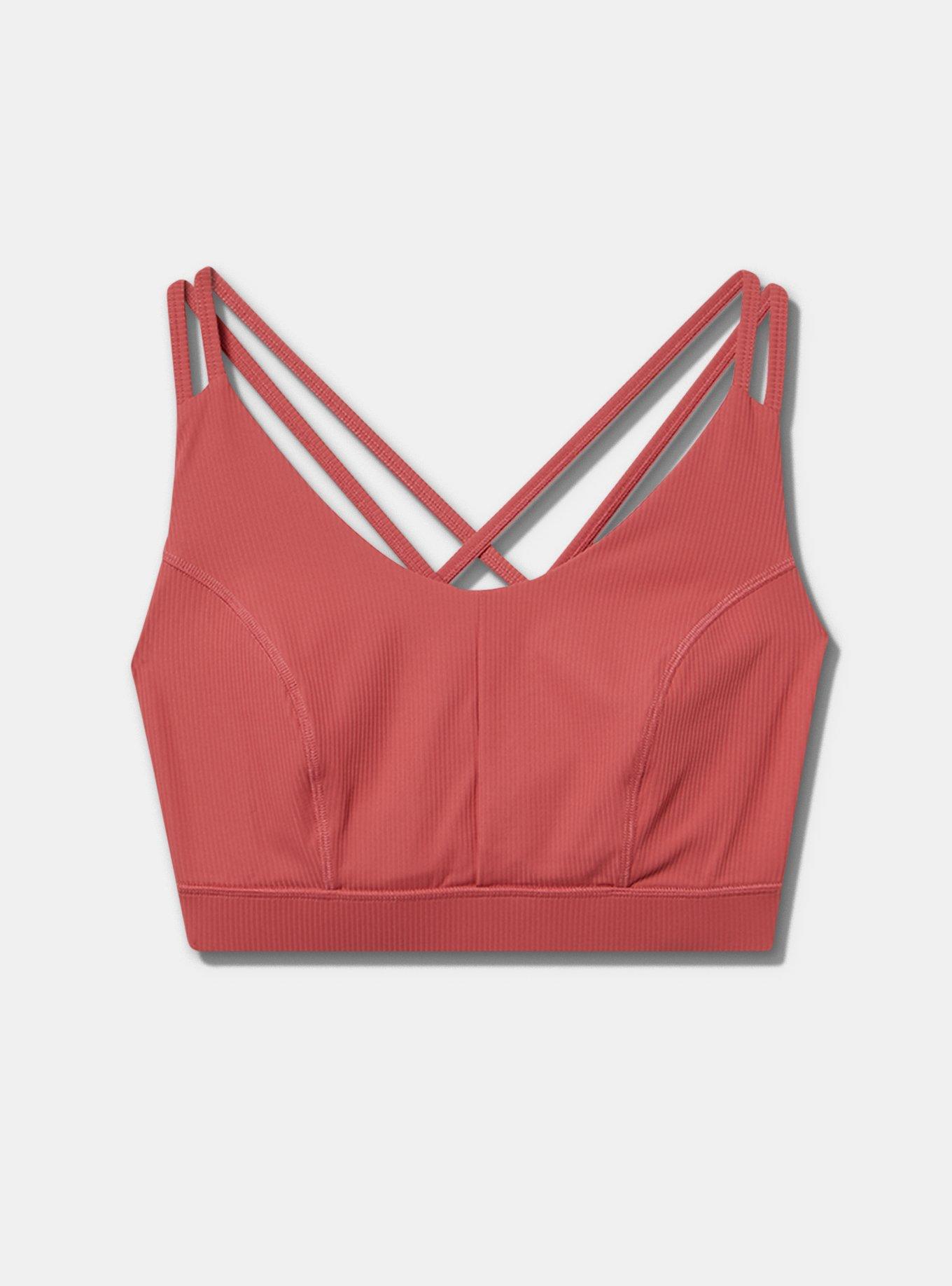 TRU Low Impact Wireless Rib Active Bra, HOLLY BERRY, flat