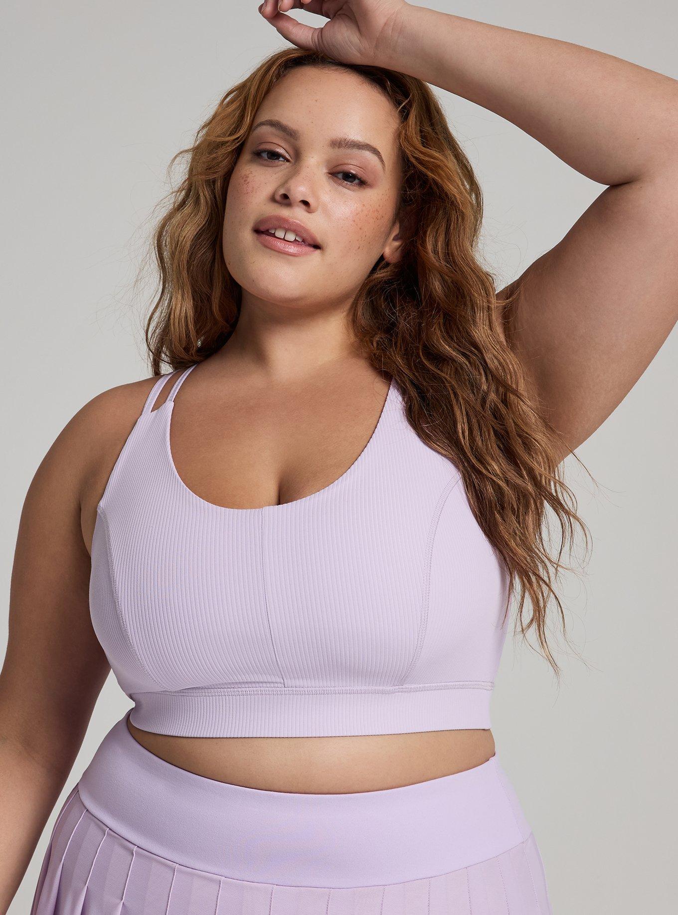 Plus Size Low Impact Wireless Rib Active Sports Bra, ENGLISH HYACINTH, hi-res