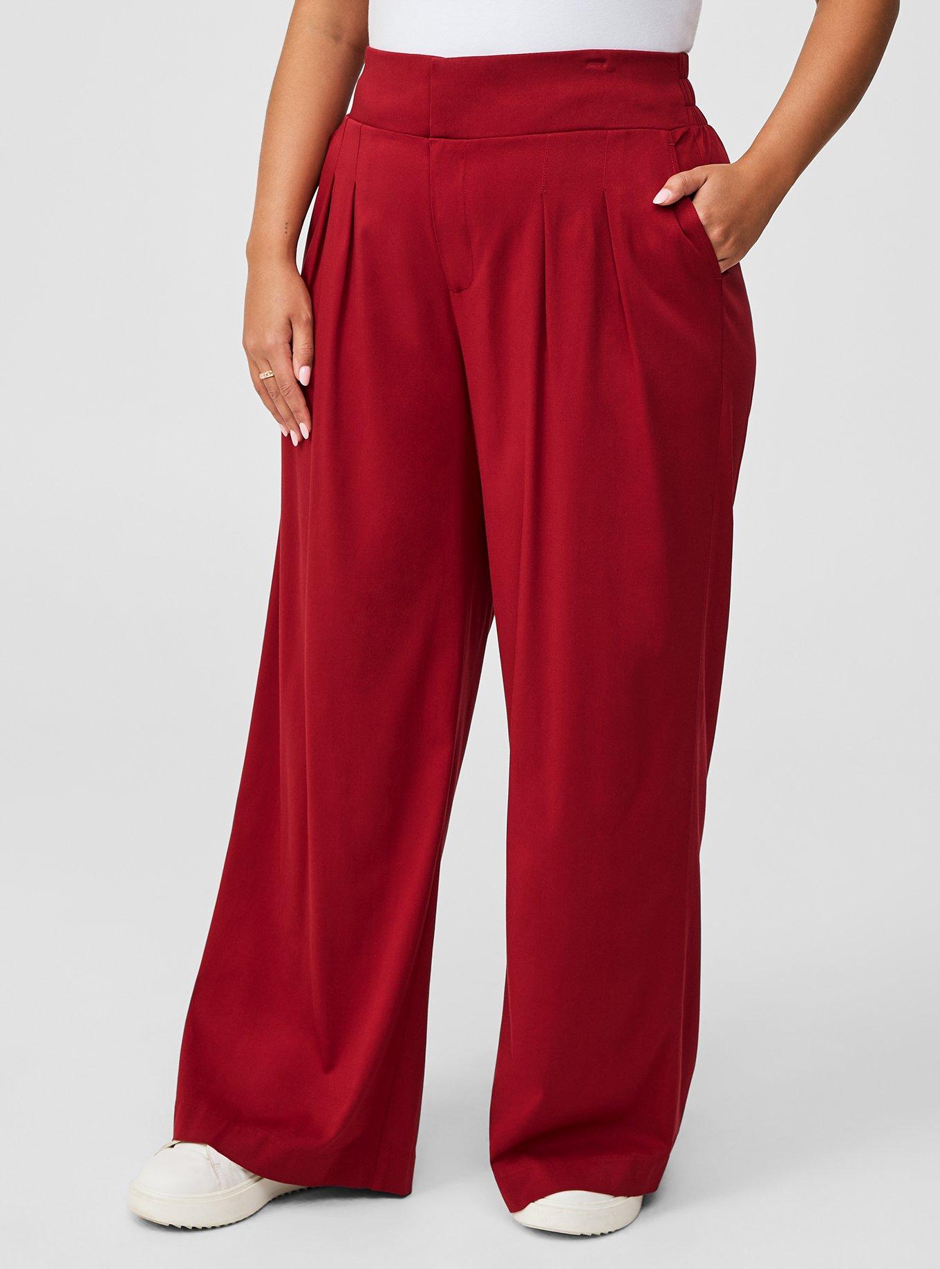 Wide Leg Stretch Challis High-Rise Pant, RHUBARB, alternate