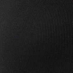 Ribbed Curved Henley Elbow Sleeve Top, DEEP BLACK, swatch
