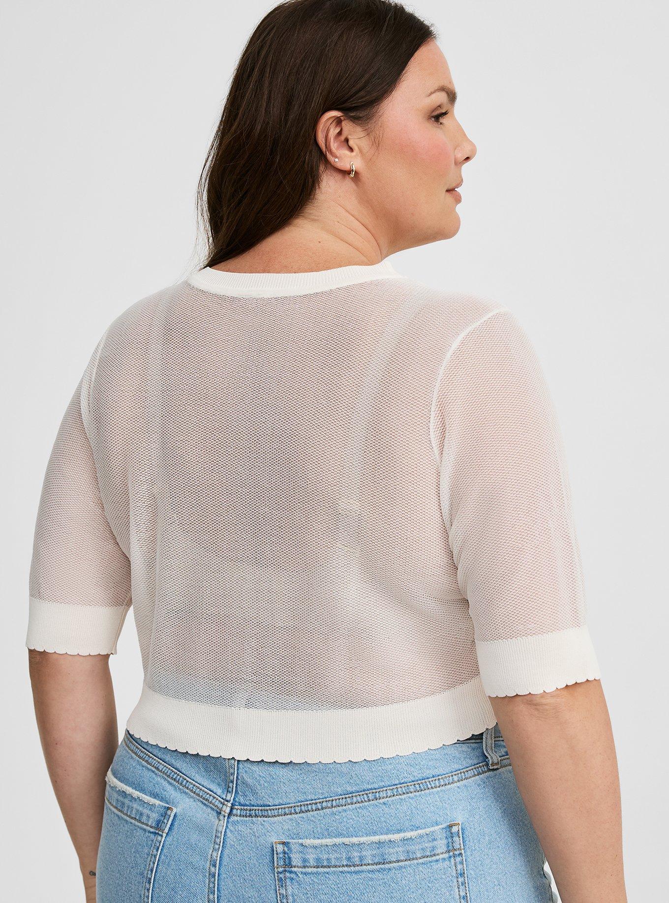 Pointelle Lace Button Front Shrug