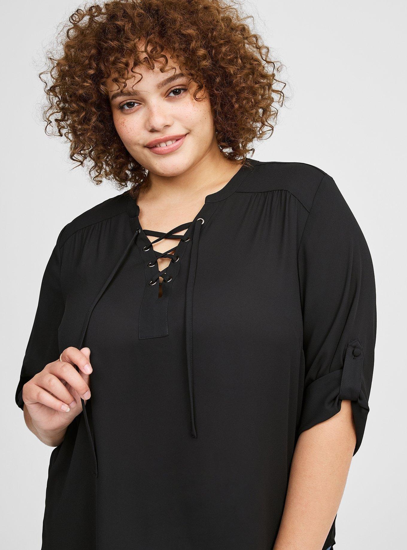 Harper 3/4 Sleeve Lace Up Blouse