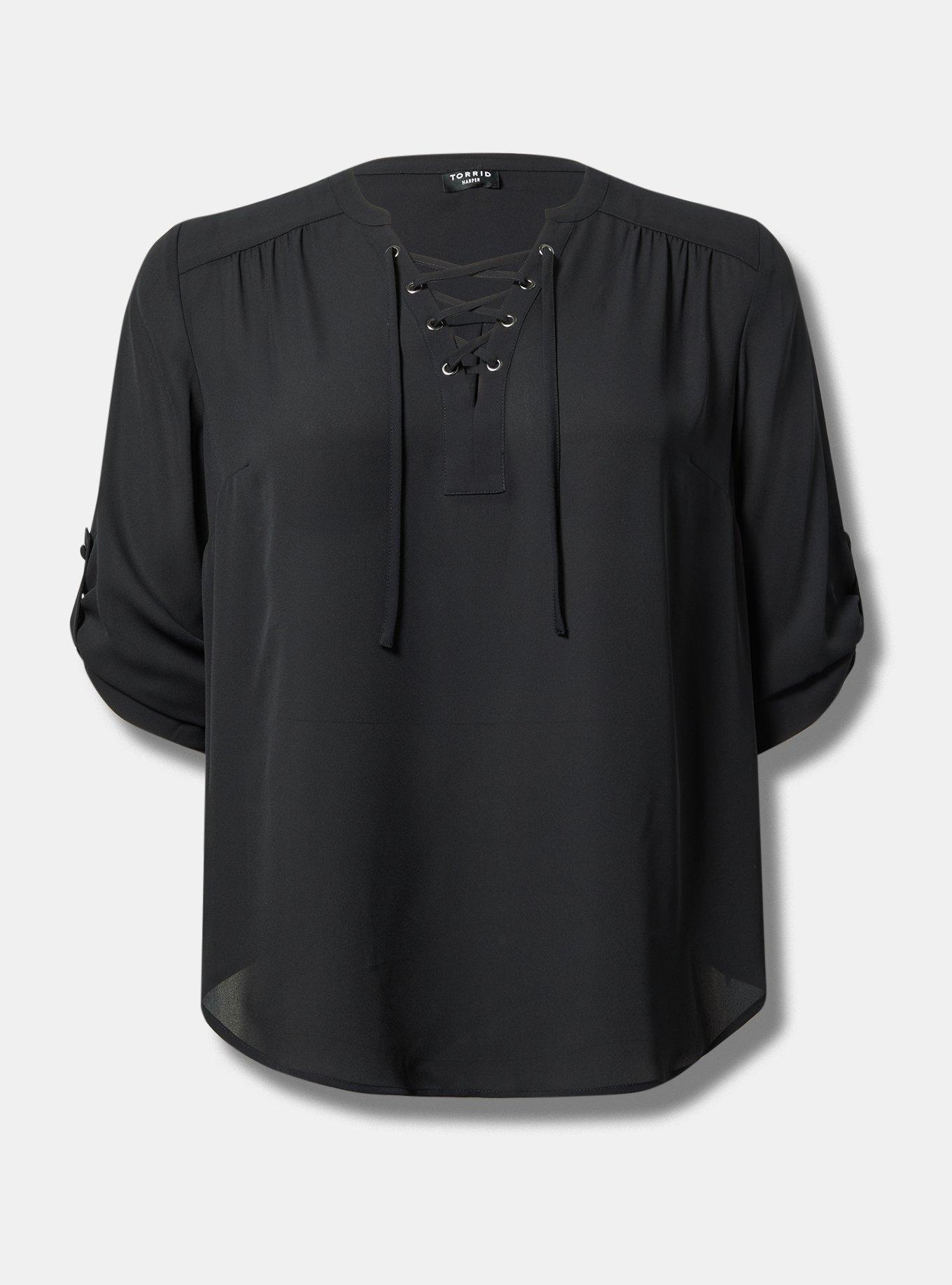 Harper 3/4 Sleeve Lace Up Blouse