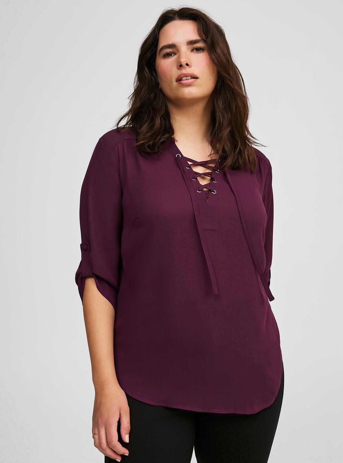 Harper 3/4 Sleeve Lace Up Blouse