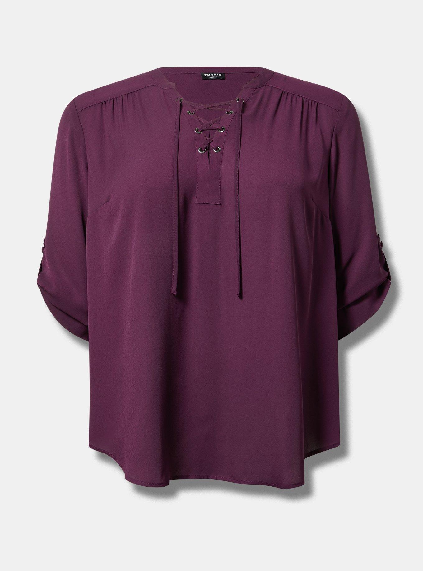 Harper 3/4 Sleeve Lace Up Blouse