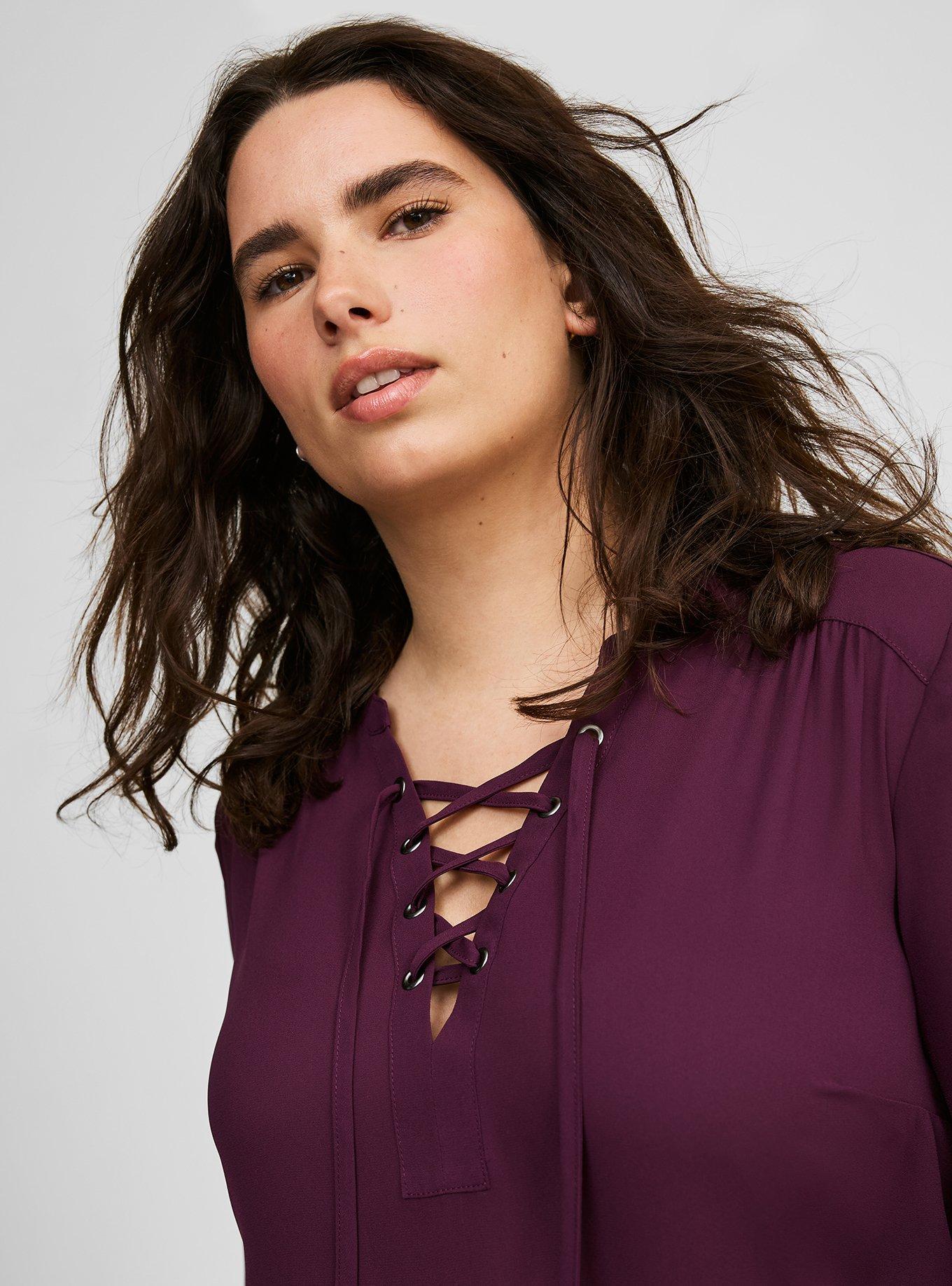 Harper 3/4 Sleeve Lace Up Blouse