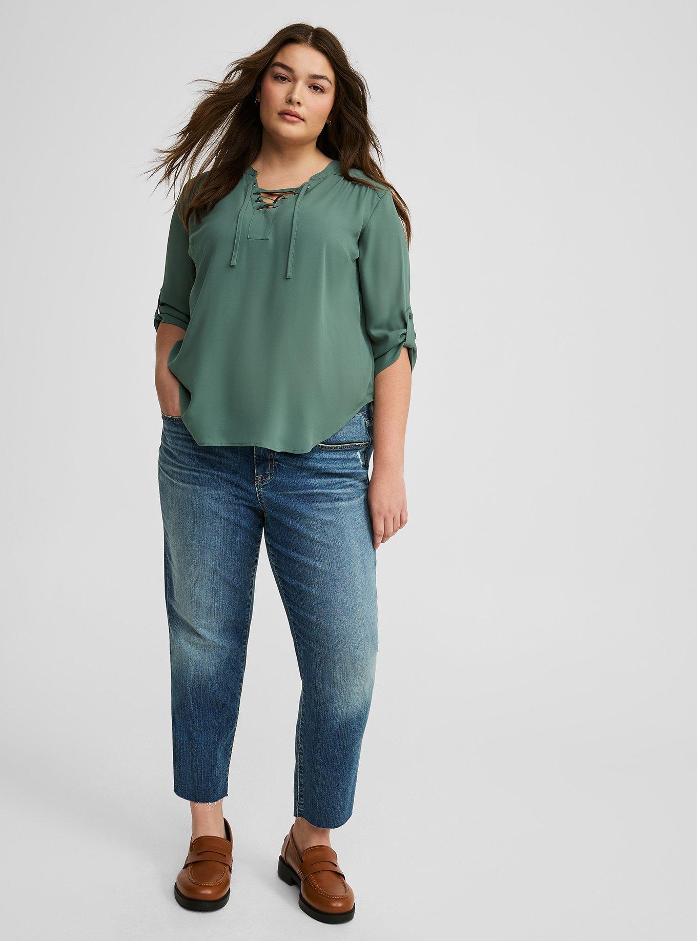 Harper 3/4 Sleeve Lace Up Blouse