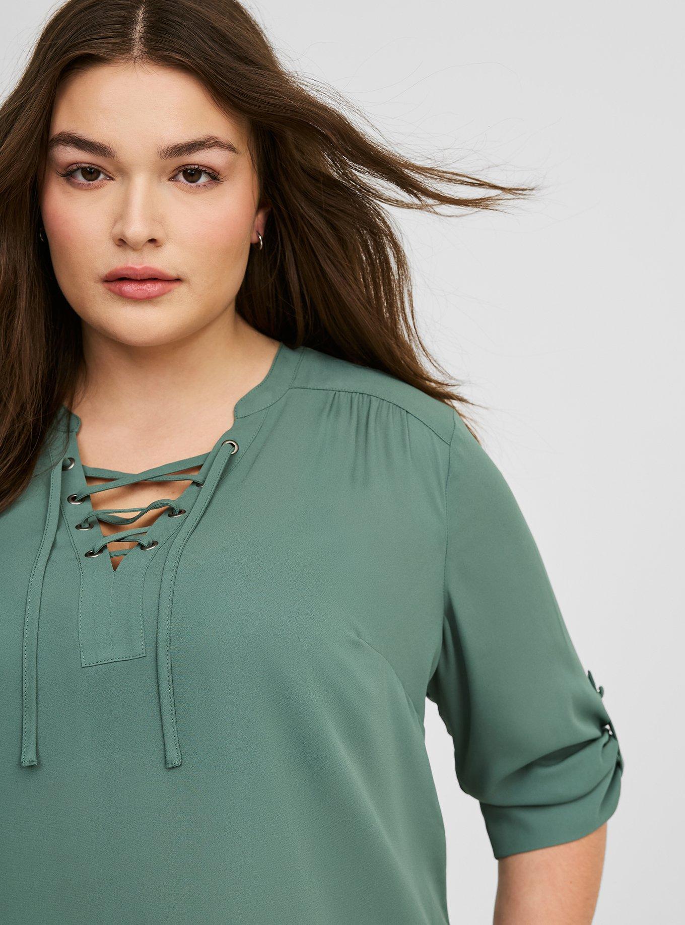 Harper Georgette Lace Up 3/4 Sleeve Blouse