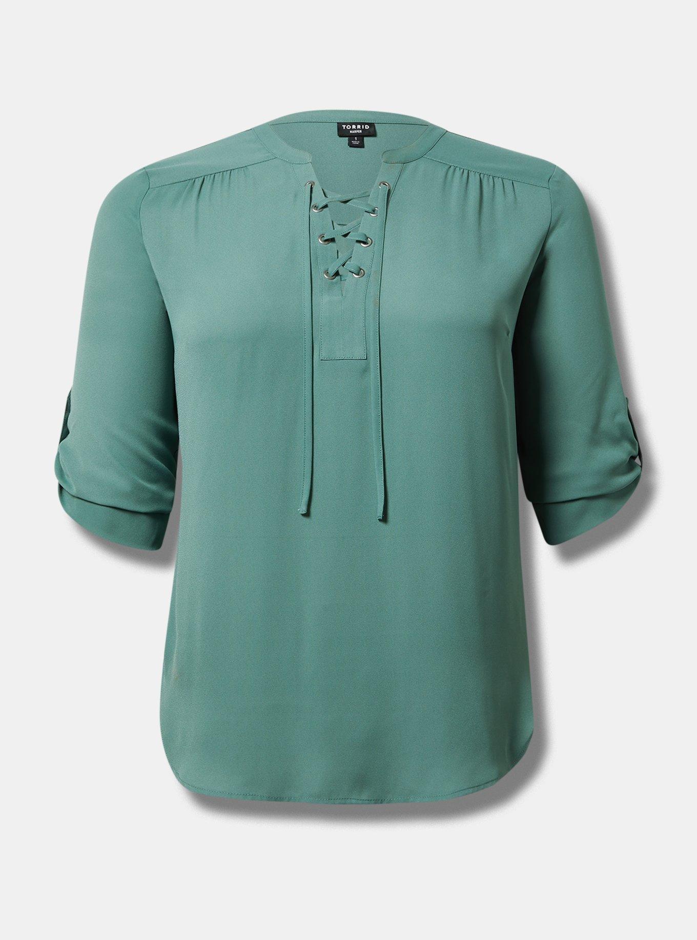 Harper 3/4 Sleeve Lace Up Blouse