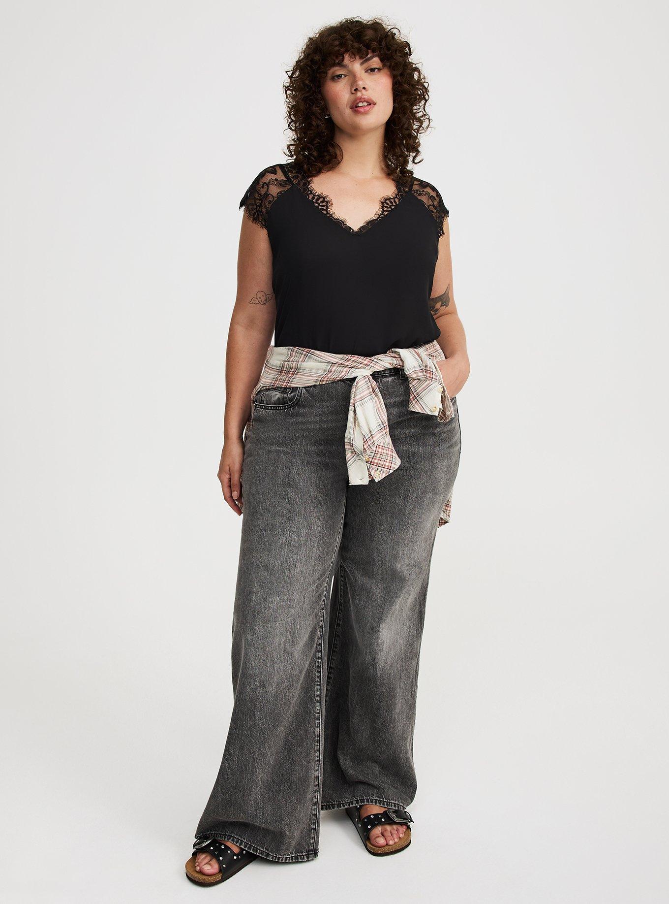 Georgette Lace Trim Short Sleeve Blouse