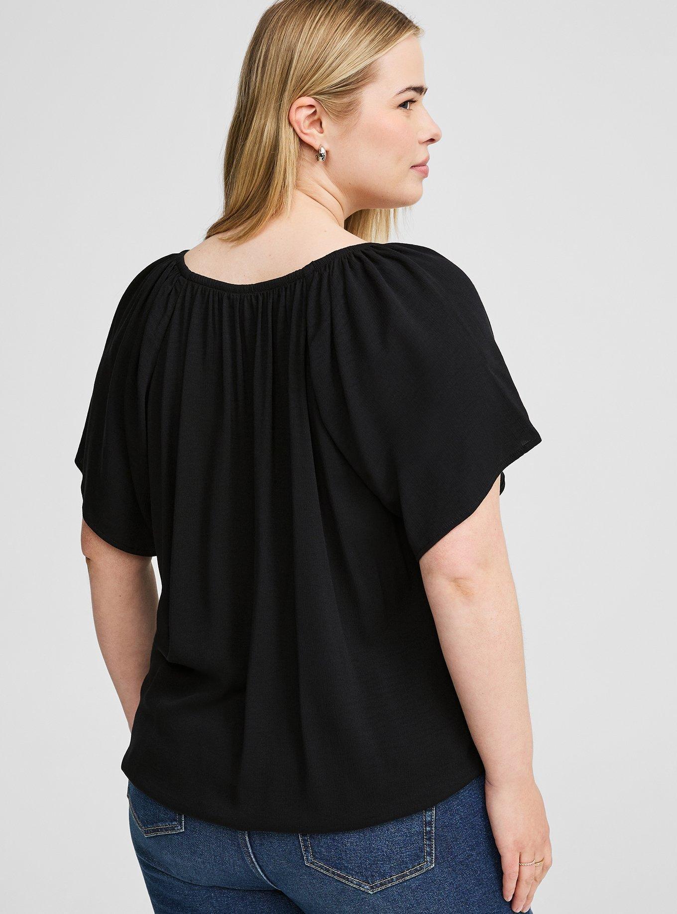 Crinkle Gauze Flutter Sleeve Top