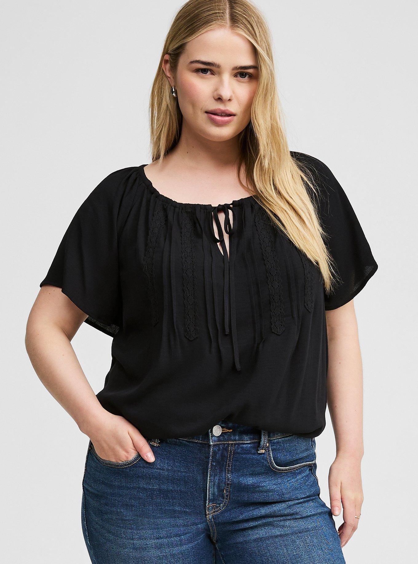 Crinkle Gauze Flutter Sleeve Top