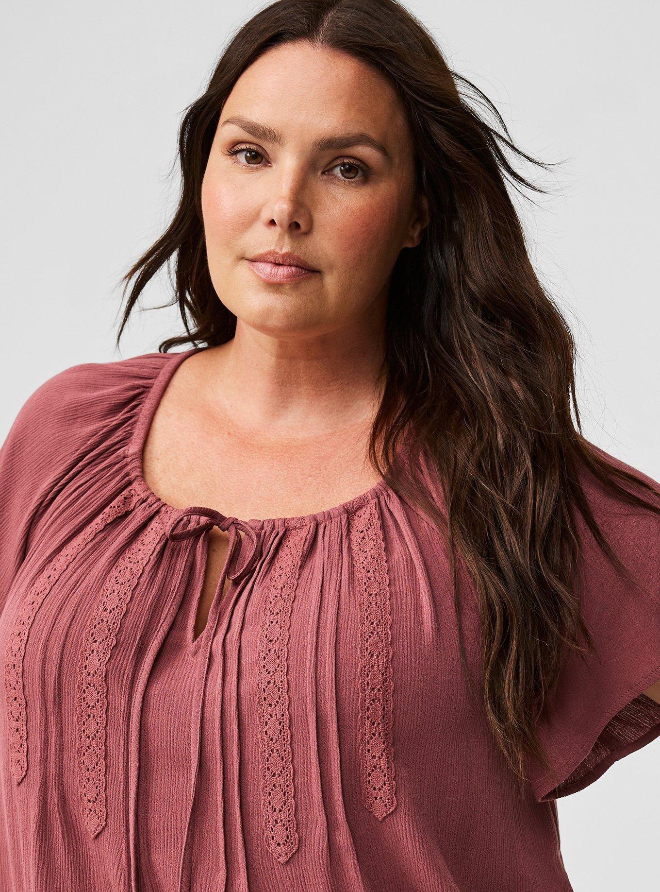 Crinkle Gauze Flutter Sleeve Top