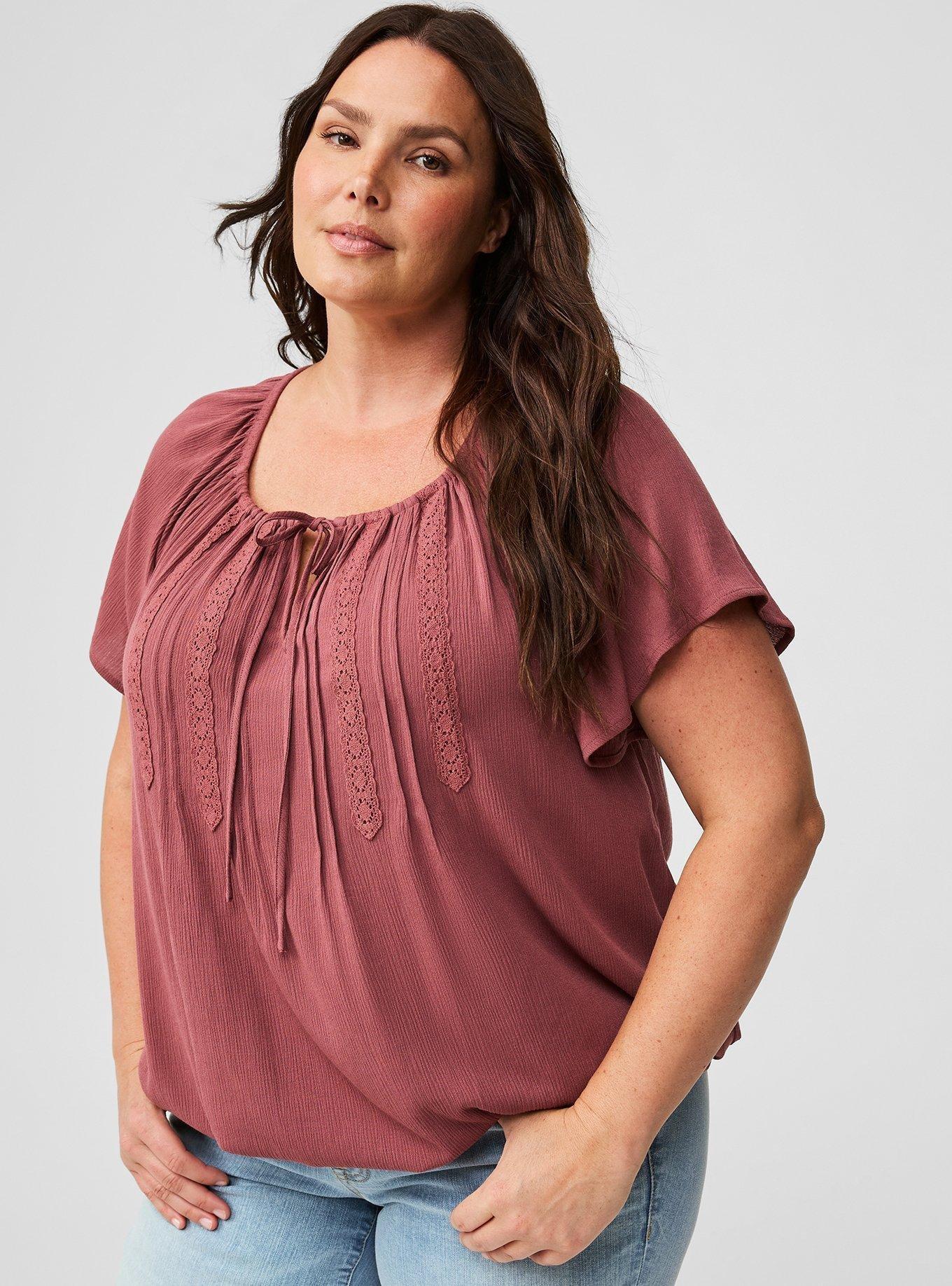 Crinkle Gauze Flutter Sleeve Top