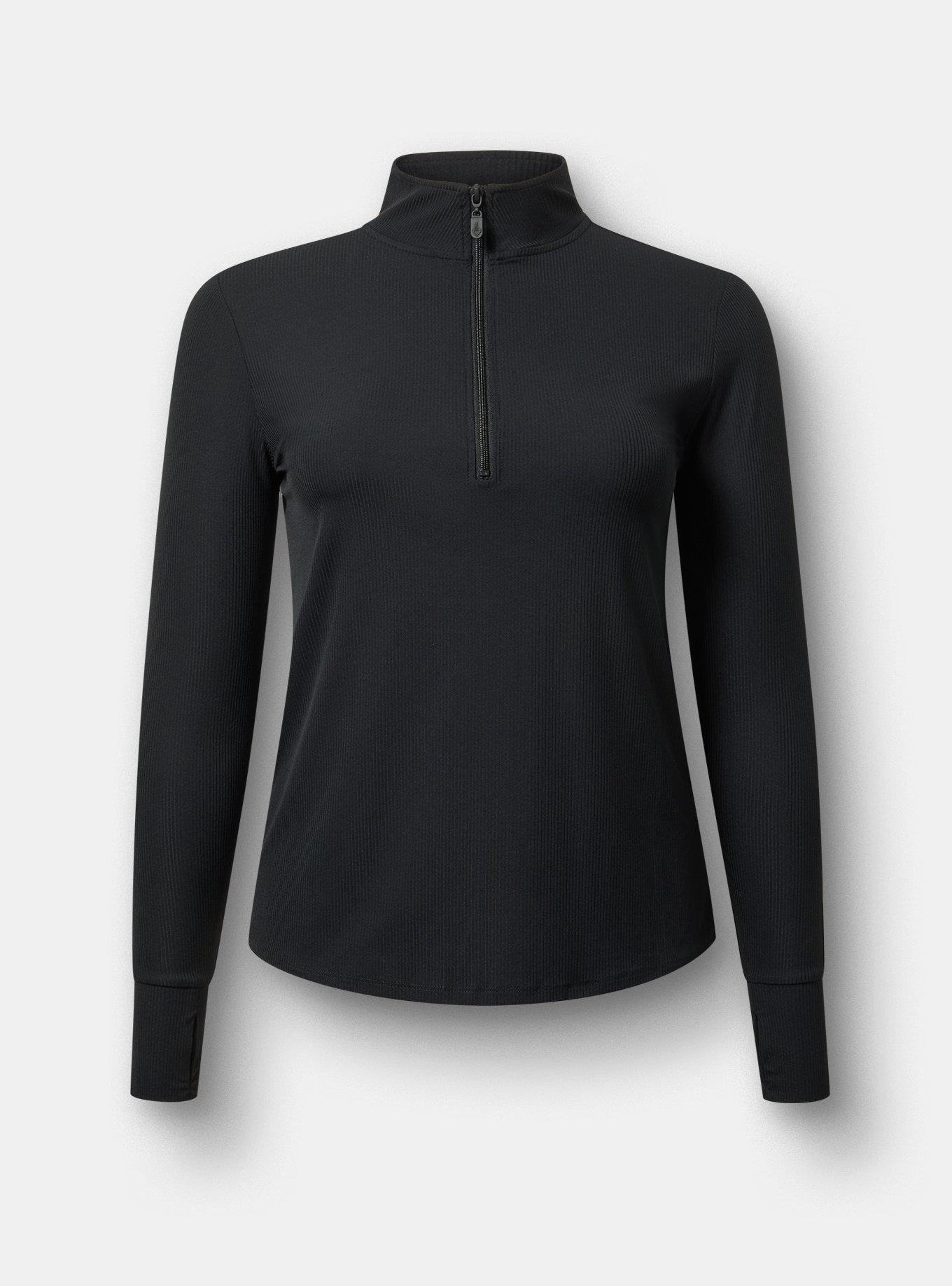 Plus Size - Performance Rib Long Sleeve Mock Neck Zip Pullover