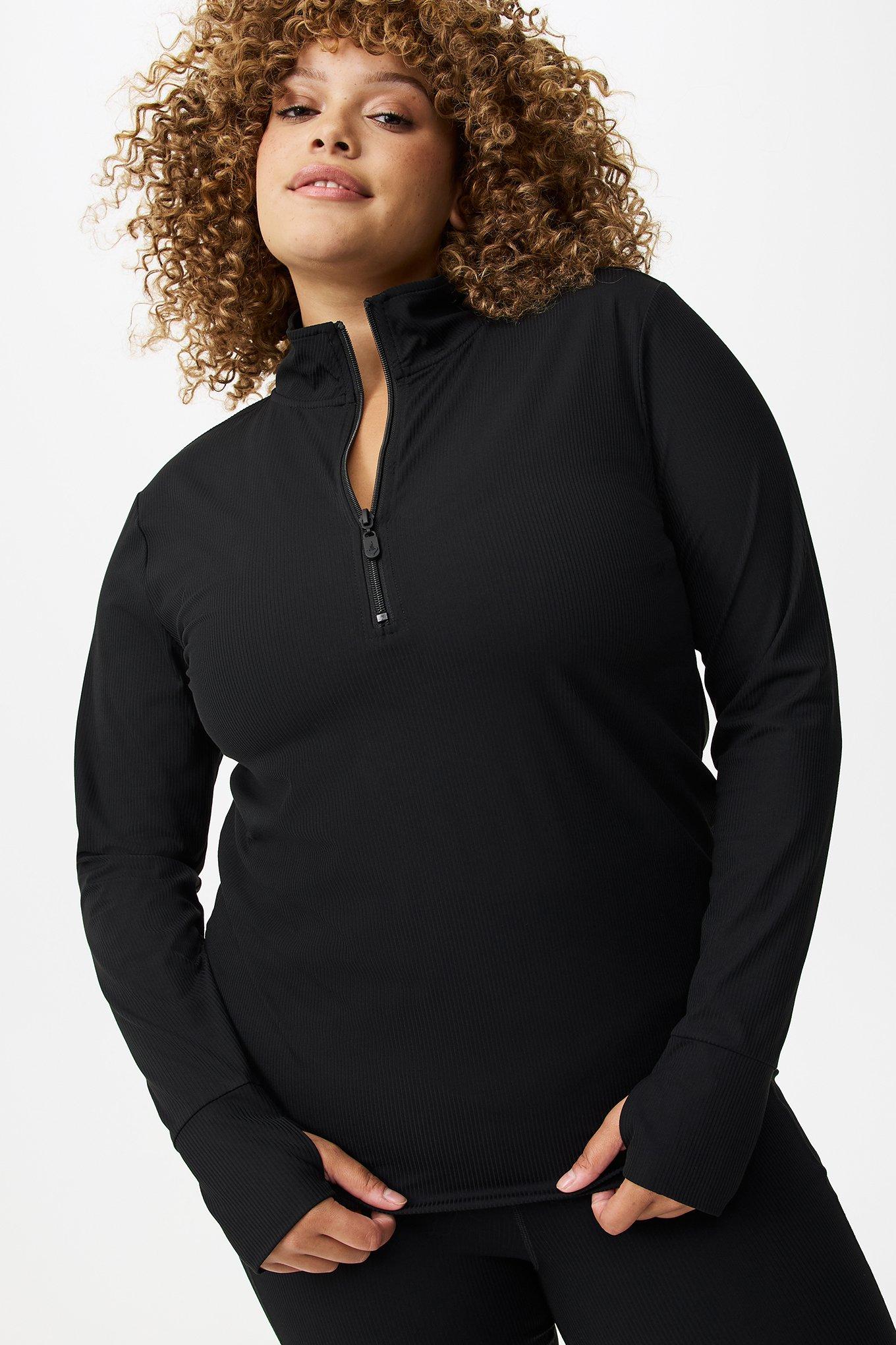 Performance Rib Long Sleeve Mock Neck Zip Pullover
