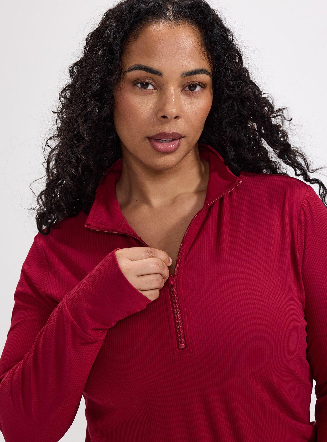 TRU Performance Rib Half-Zip Pullover, RUMBA RED, alternate