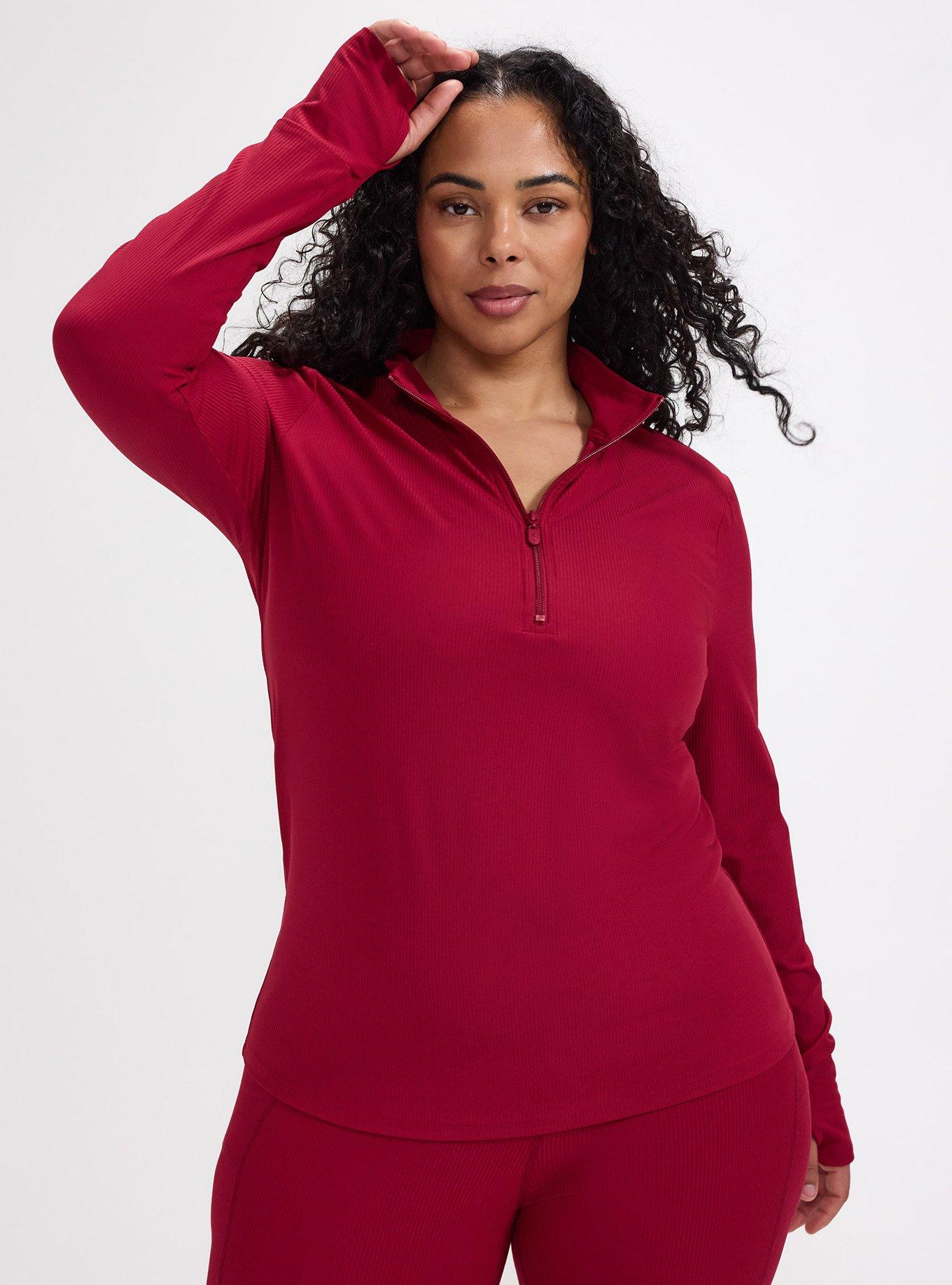 TRU Performance Rib Half-Zip Pullover, RUMBA RED, hi-res