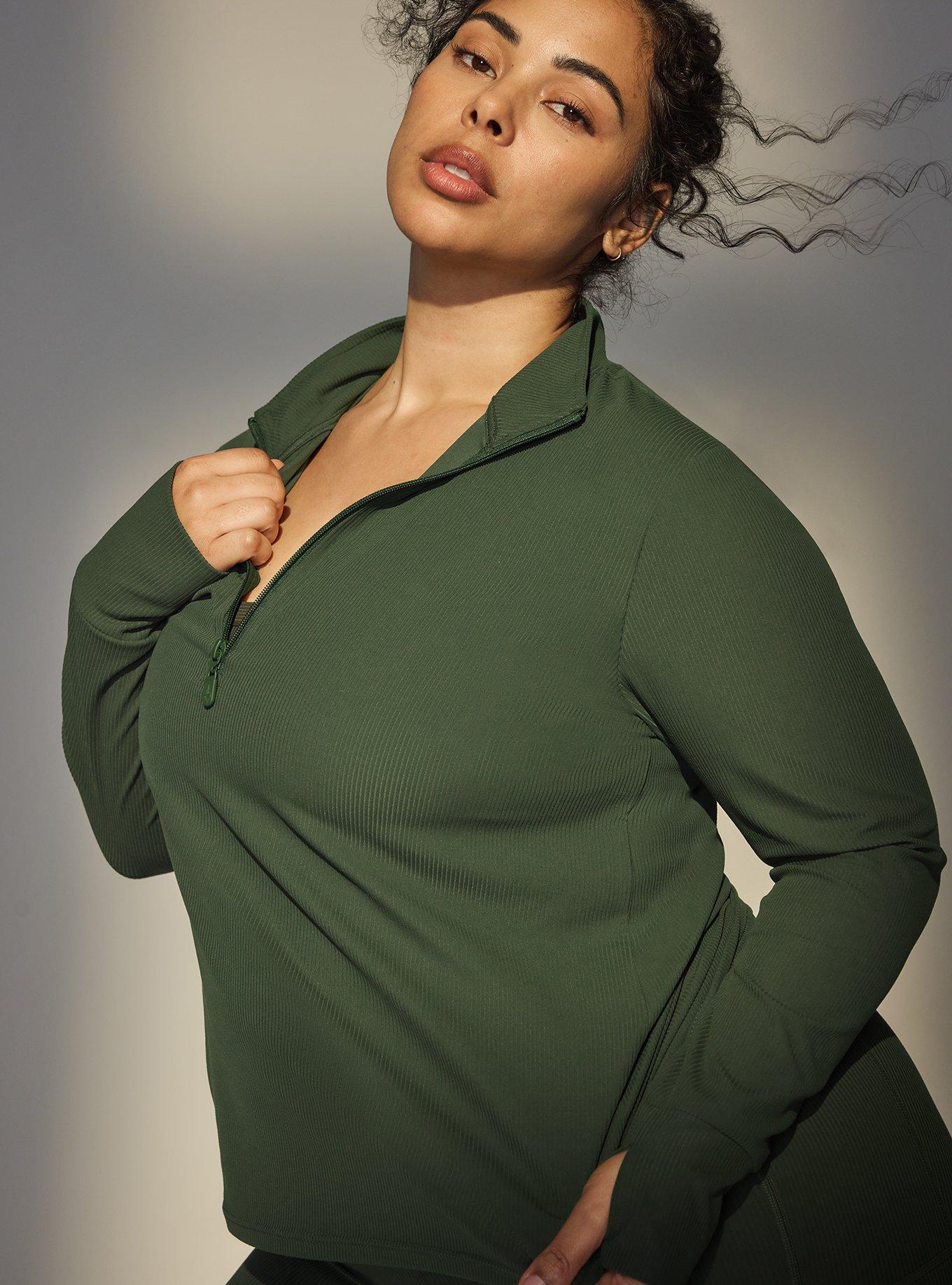 Plus Size - TRU Performance Rib Half-Zip Pullover - Torrid