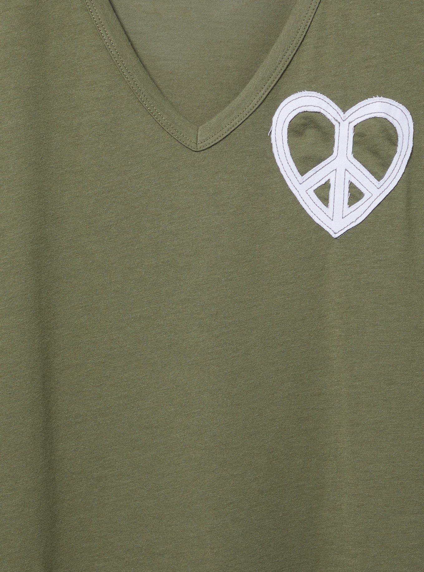 Heart Peace Classic Signature Jersey Girlfriend Tee, OLIVINE, alternate