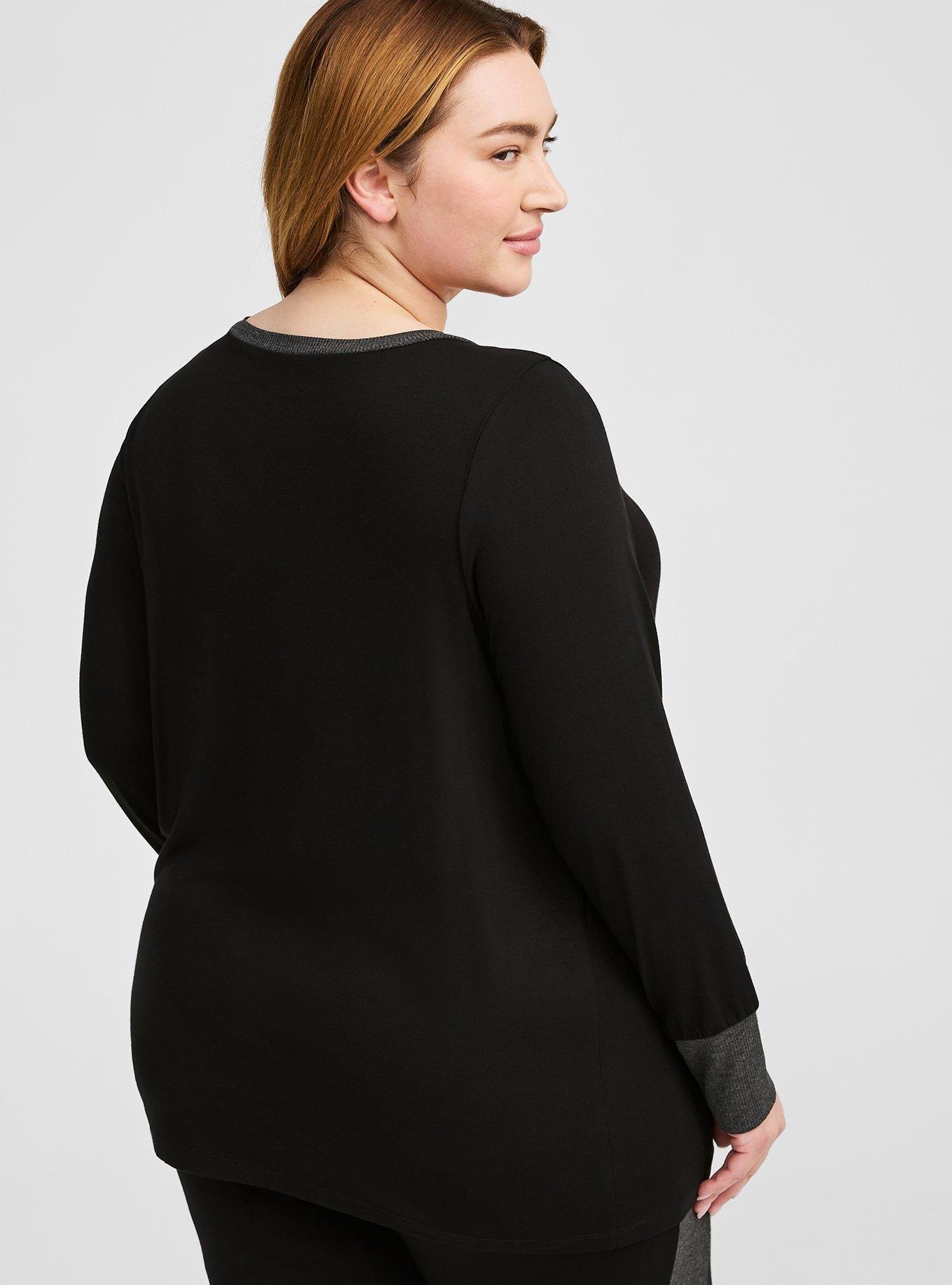 Super Soft Ribbed V Neck Long Sleeve Lounge Tee