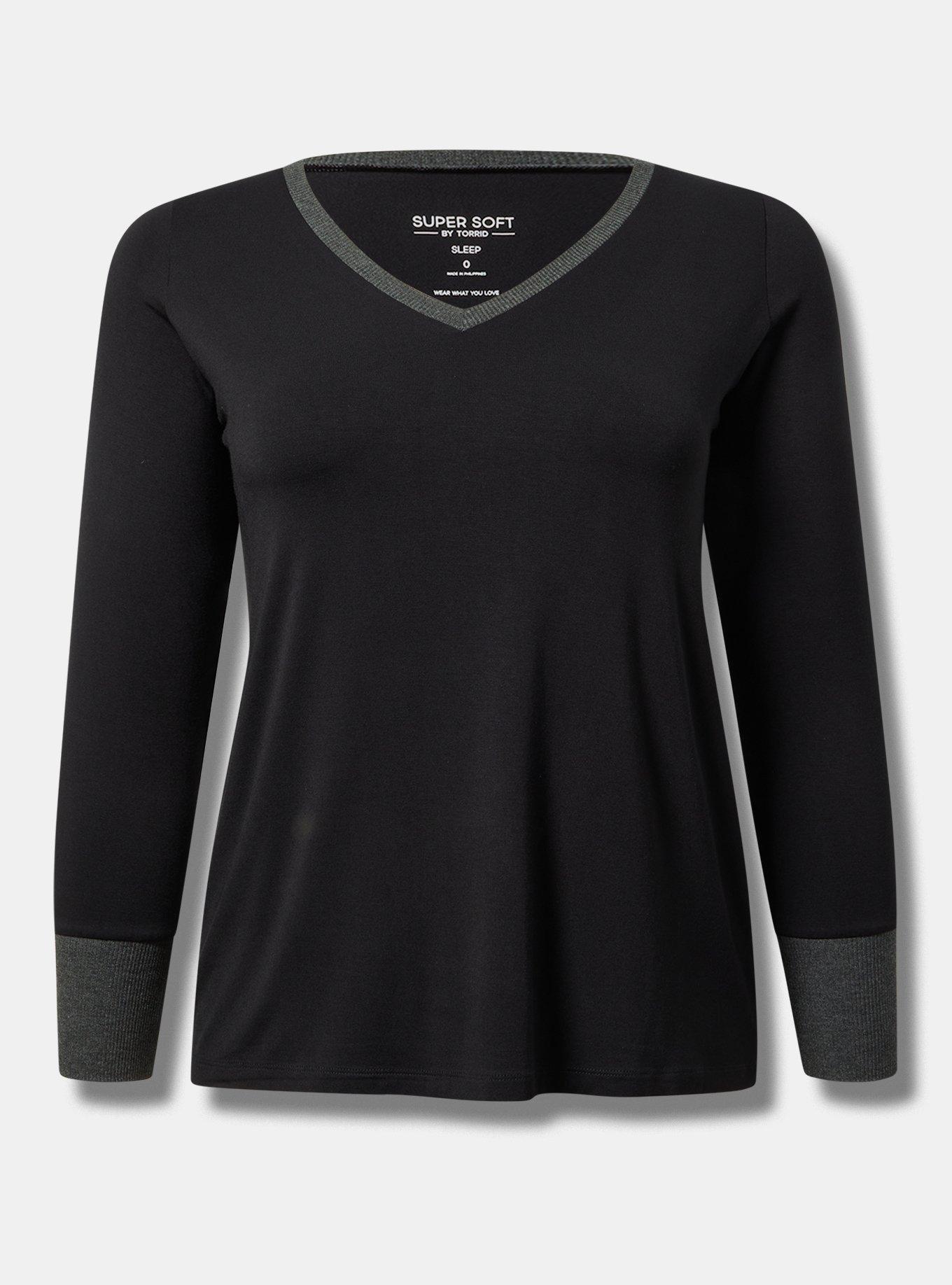 Super Soft Ribbed V Neck Long Sleeve Lounge Tee