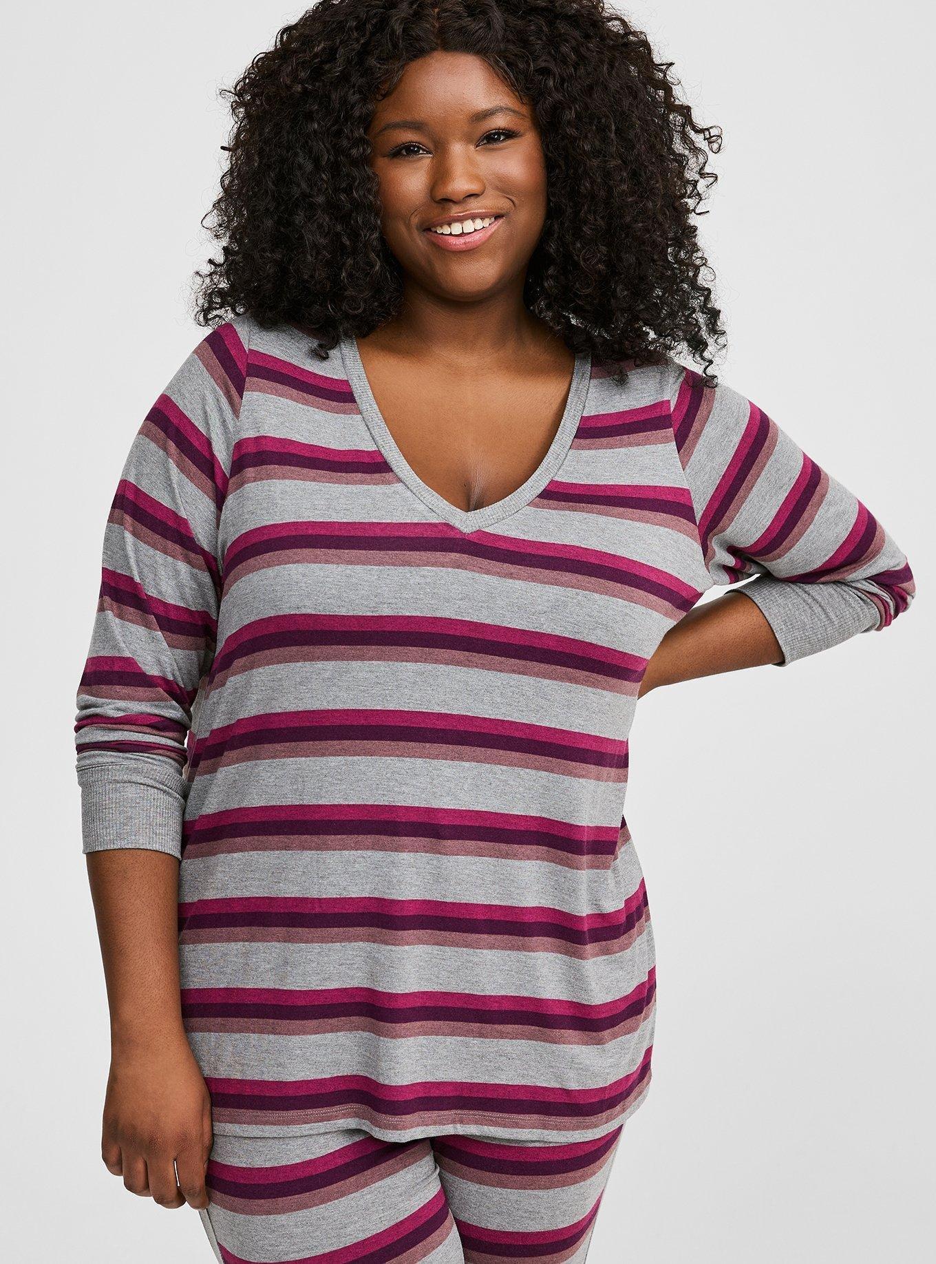 Super Soft Ribbed V Neck Long Sleeve Lounge Tee