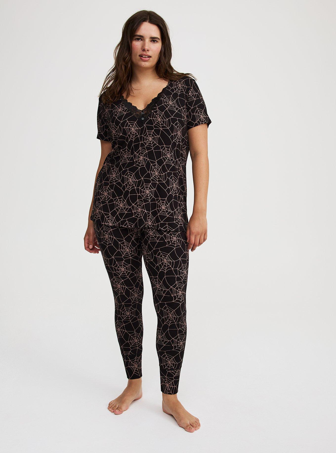 Super Soft Rib V-Neck Lace Sleep Tee