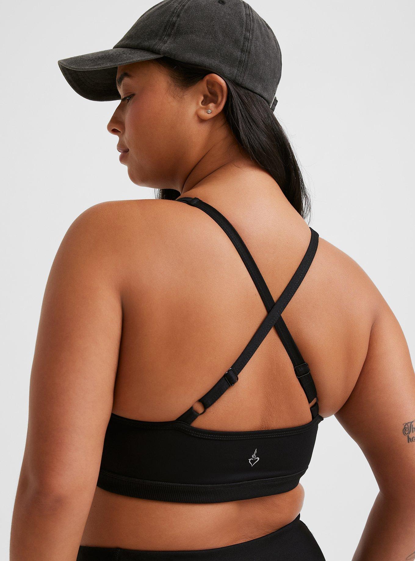 Low Impact Wireless Metal Detail Active Sports Bra, DEEP BLACK, alternate