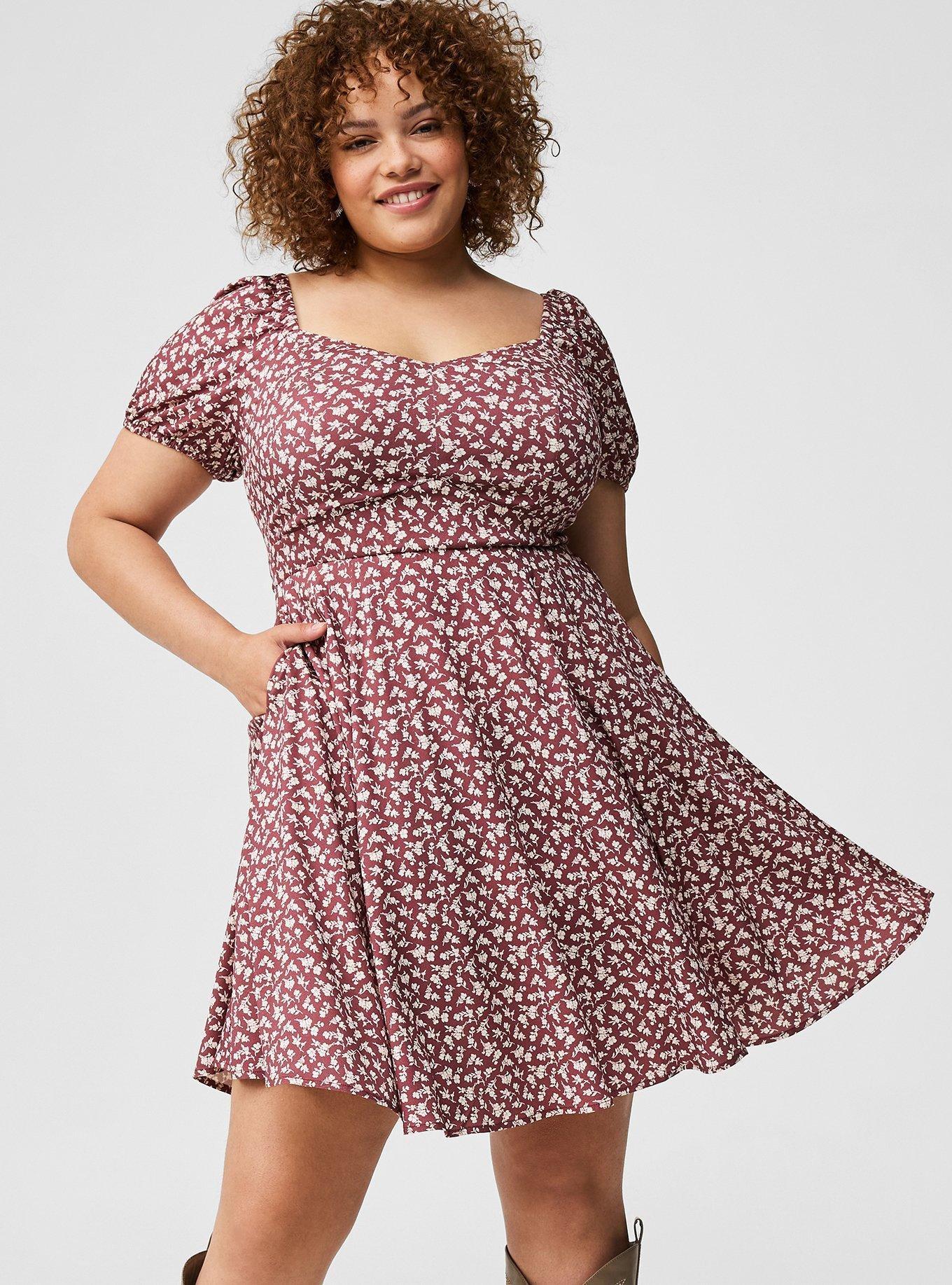 Mini Stretch Challis Sweetheart Skater Dress