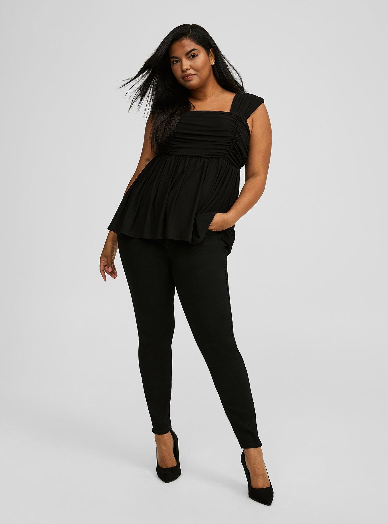 Stretch Mesh Square Neck Shirred Peplum