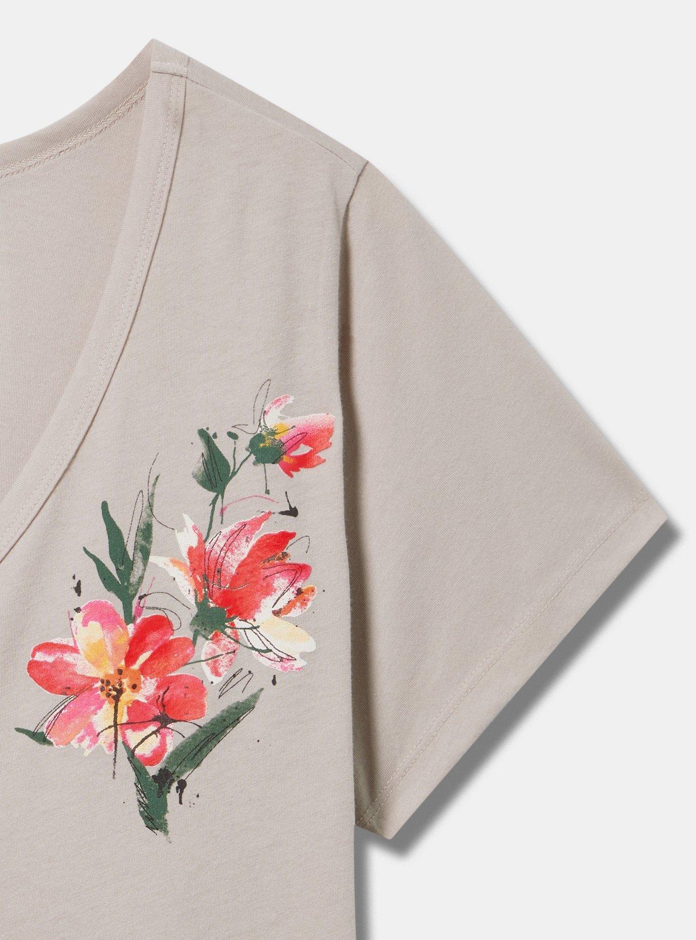 Watercolor Floral Classic Fit Signature Jersey Girlfriend Tee