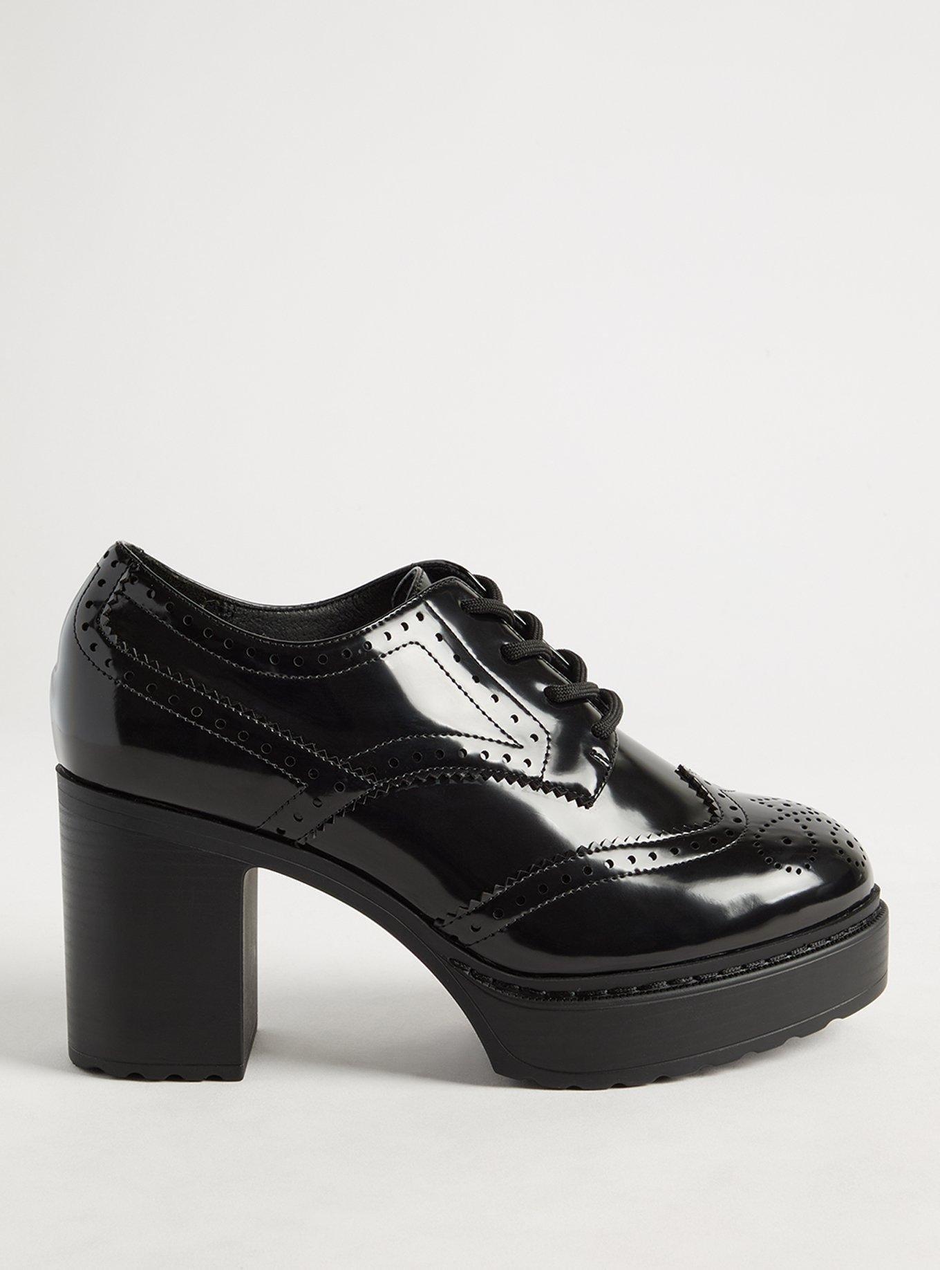 Heeled Lace-Up Oxford (WW), BLACK, alternate