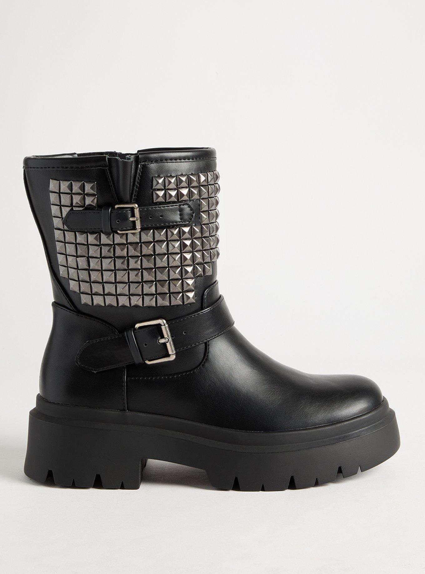 Studded Moto Bootie (WW), BLACK, alternate