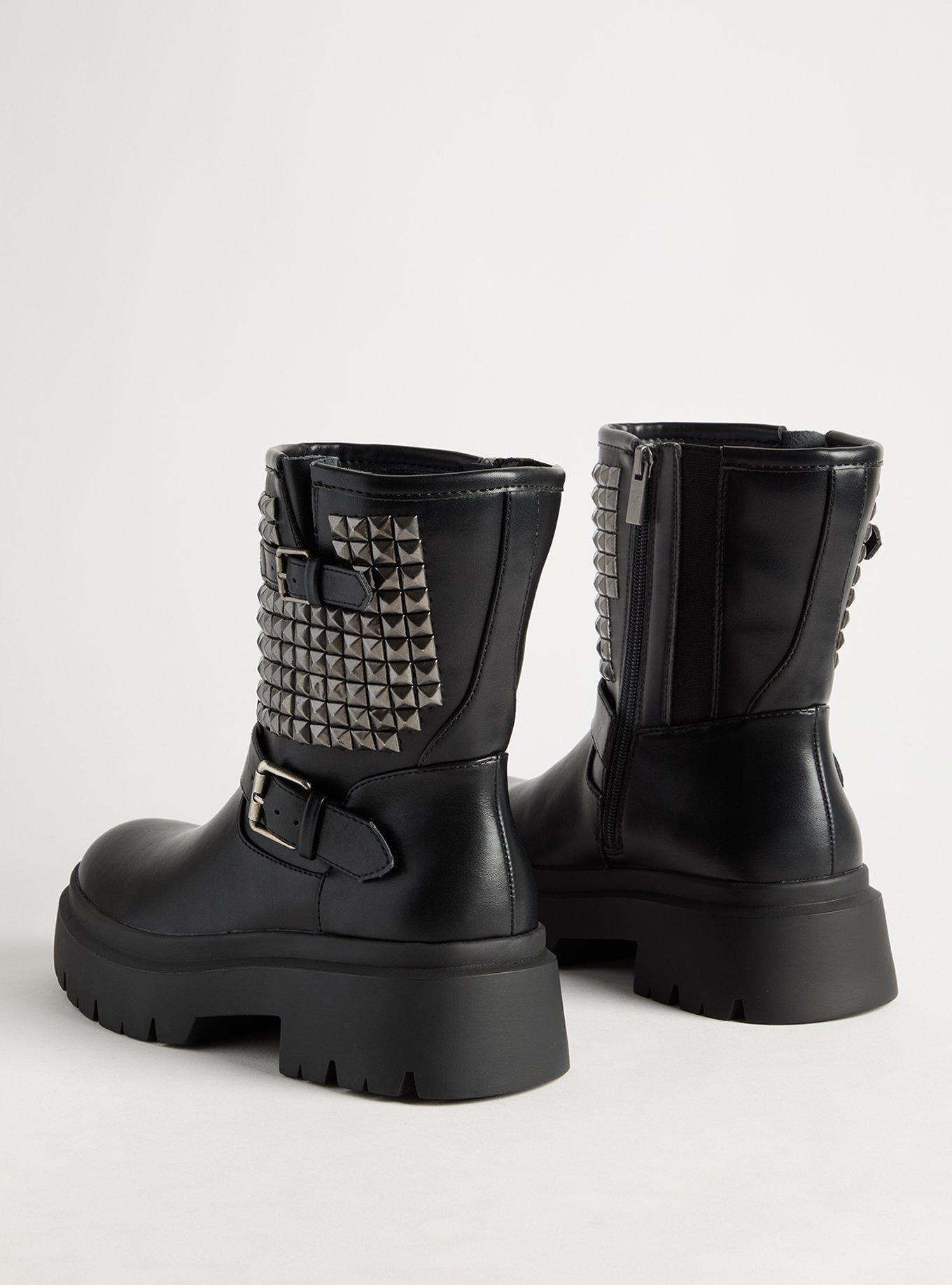 Studded Moto Bootie (WW), BLACK, alternate