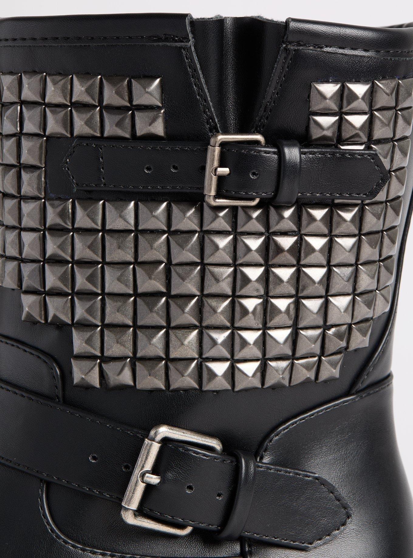 Studded Moto Bootie (WW), BLACK, alternate