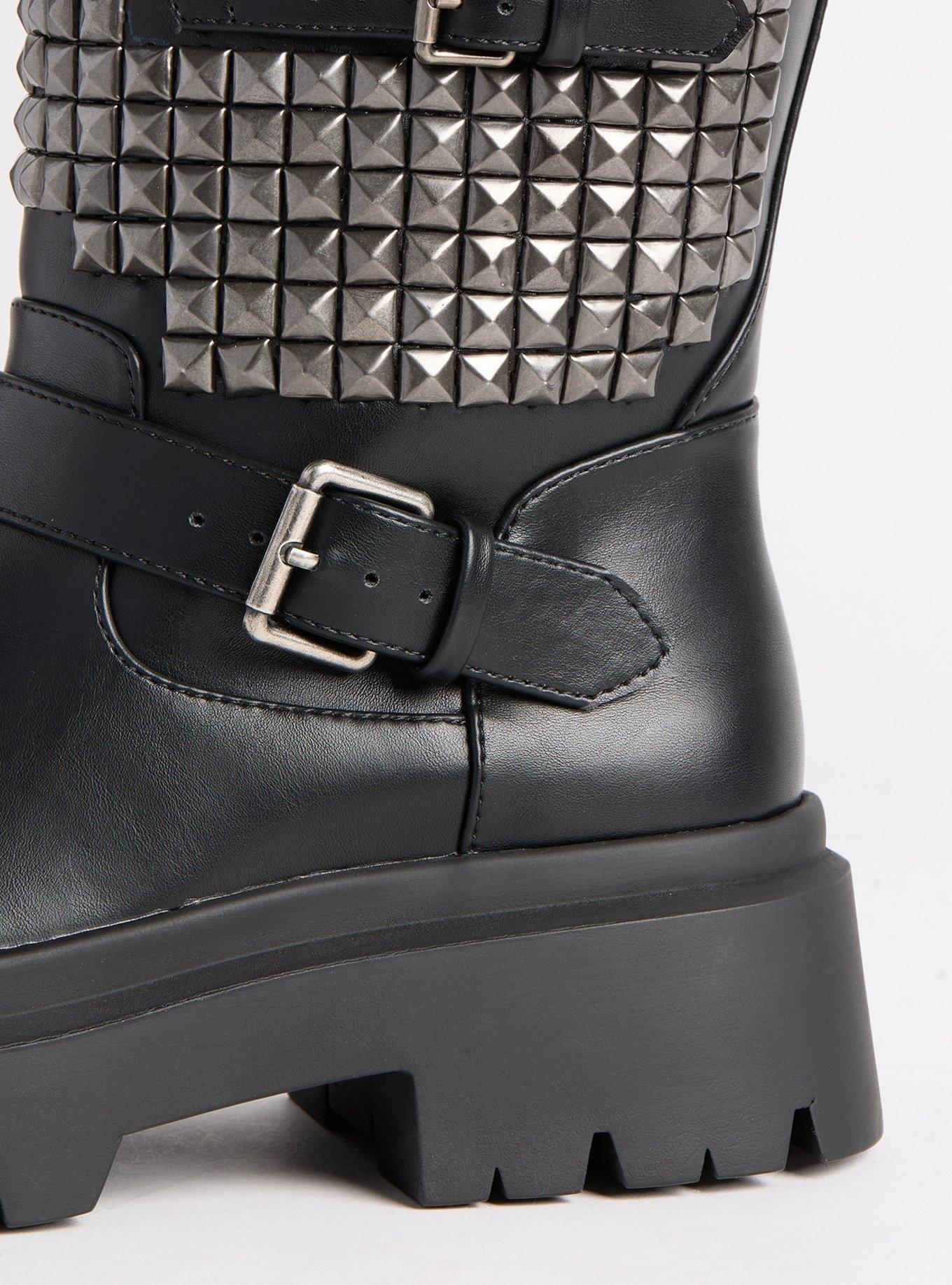 Studded Moto Bootie (WW), BLACK, alternate