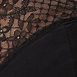 Full Coverage Unlined Bombshell Lace Straight Back Bra, RICH BLACK, swatch