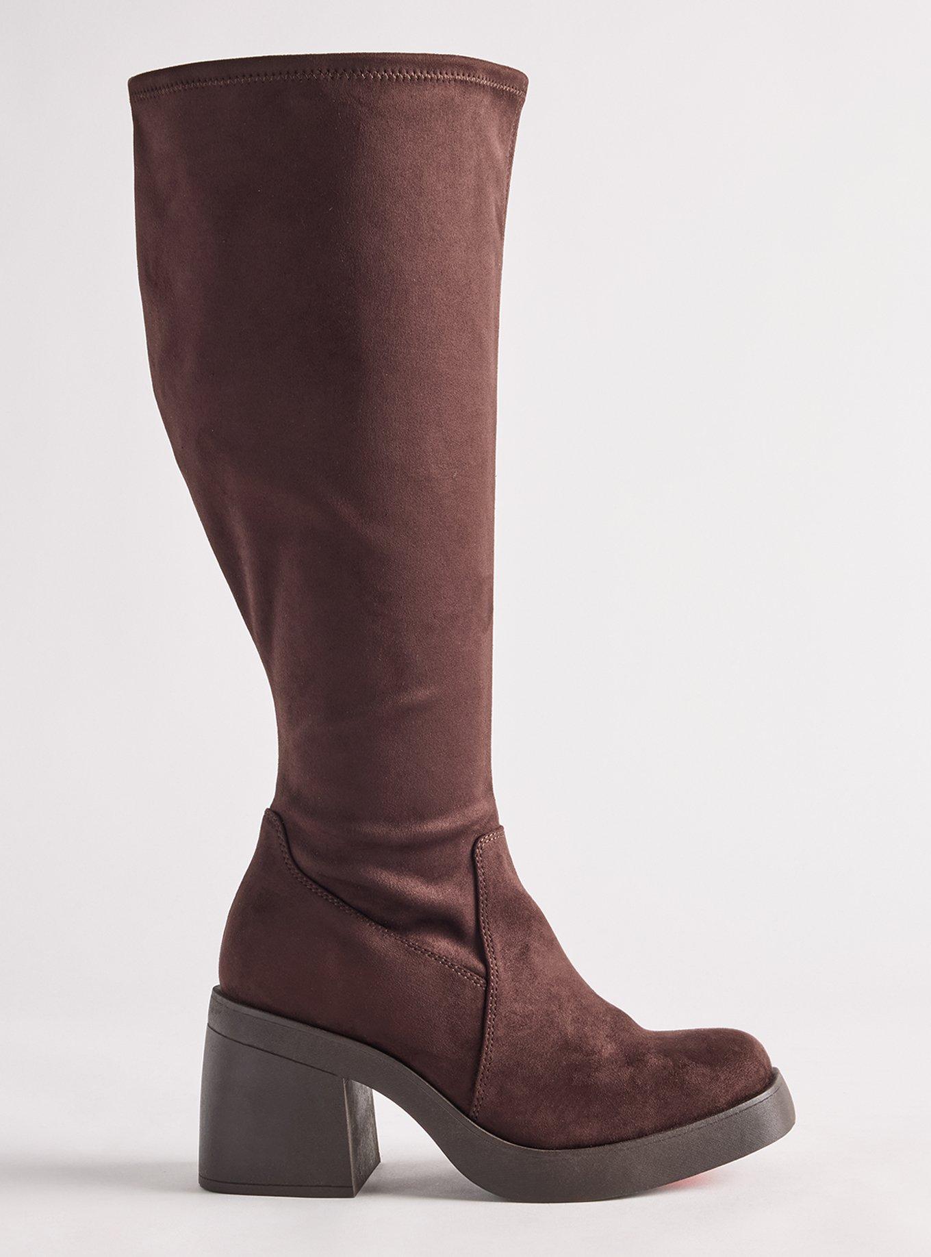 Stretch Knee Boot (WW), BROWN, alternate