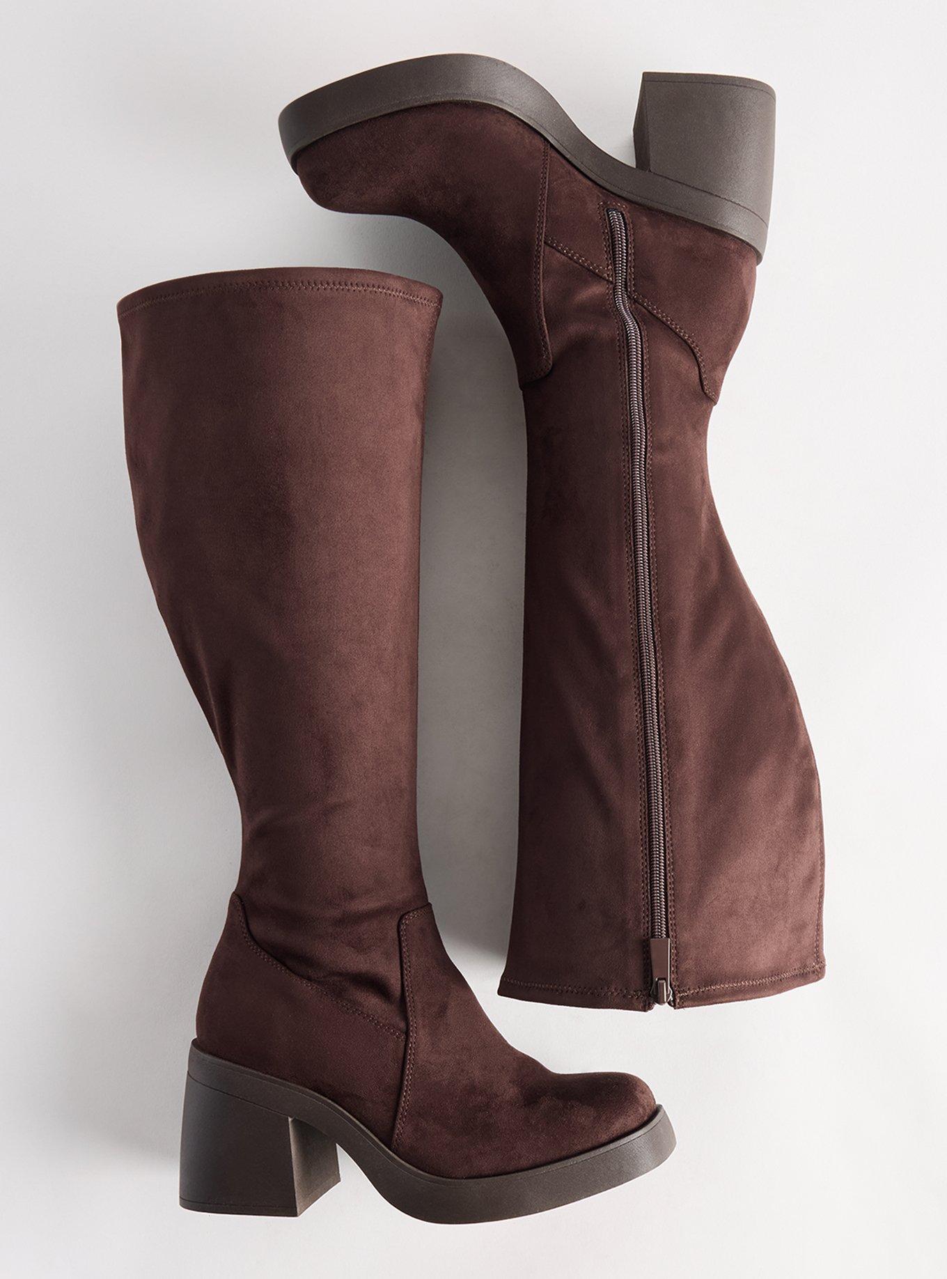 Stretch Knee Boot (WW), BROWN, hi-res