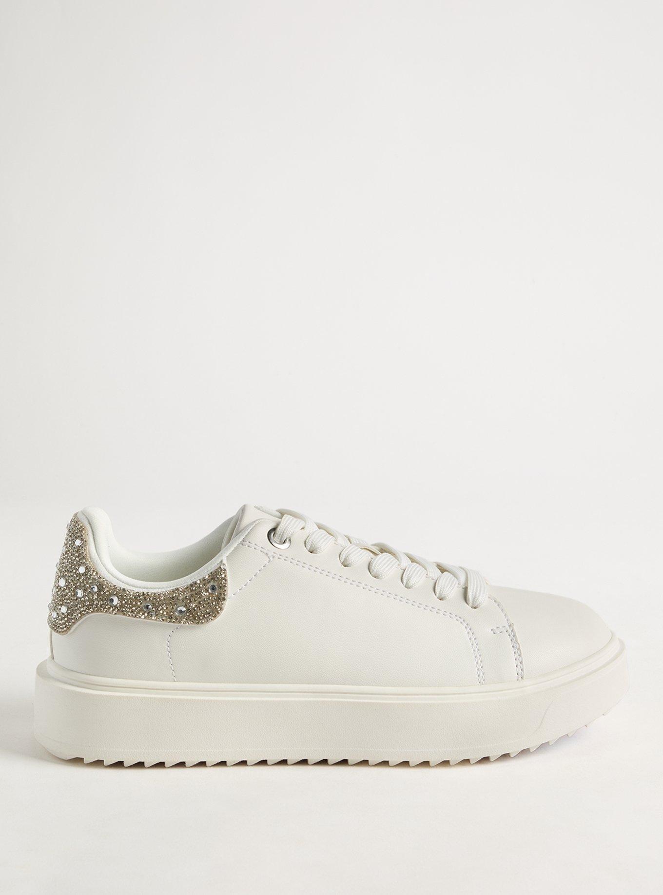 Embellished Lace-Up Sneaker (WW), WHITE, alternate