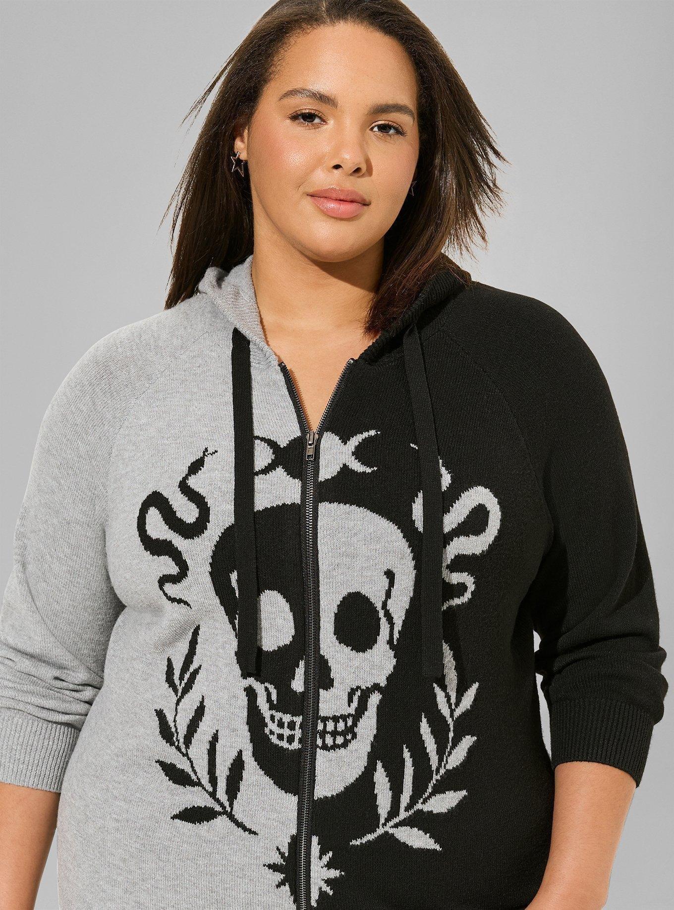 Luxe Cozy Raglan Colorblock Zip Hoodie, SKULL-SYMBOLS, alternate