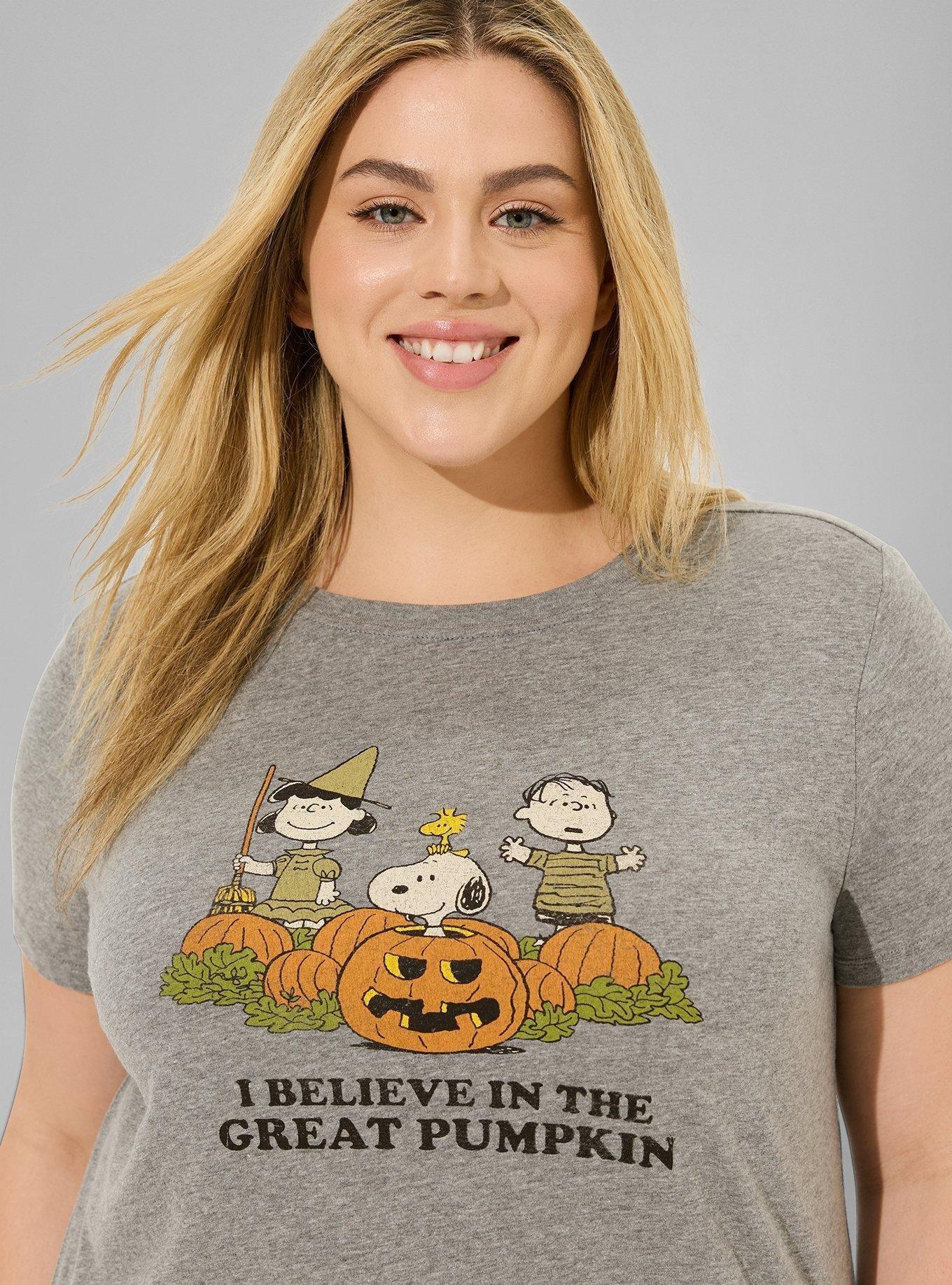 Peanuts Pumpkin Classic Fit Cotton Crew Tee, MEDIUM HEATHER GREY, alternate