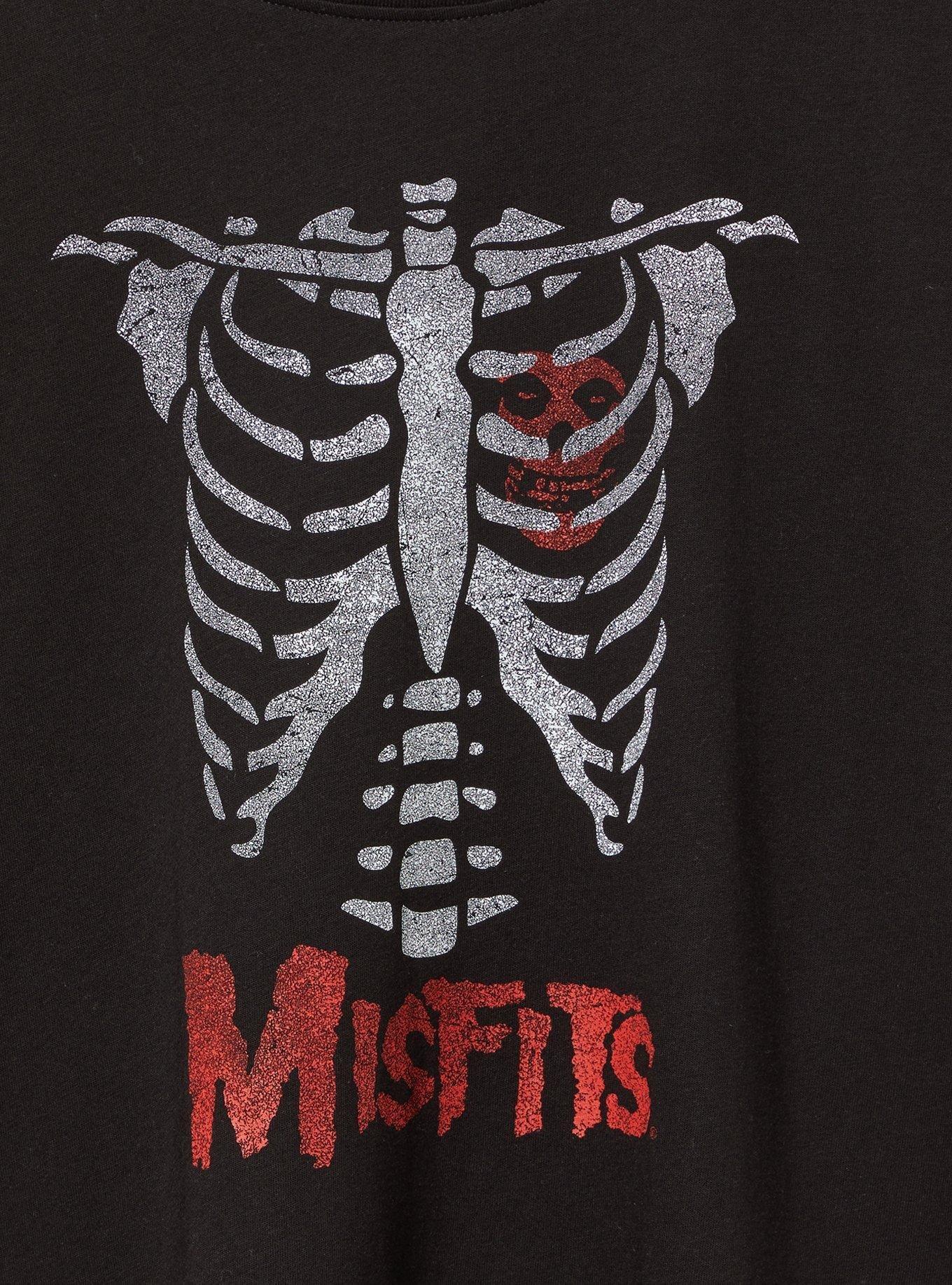 Misfits Skeleton Relaxed Fit Cotton Boxy Tee, DEEP BLACK, alternate