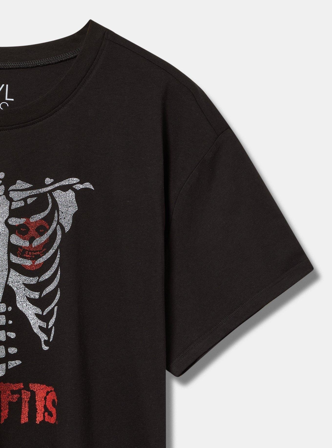 Misfits Skeleton Relaxed Fit Cotton Boxy Tee, DEEP BLACK, alternate