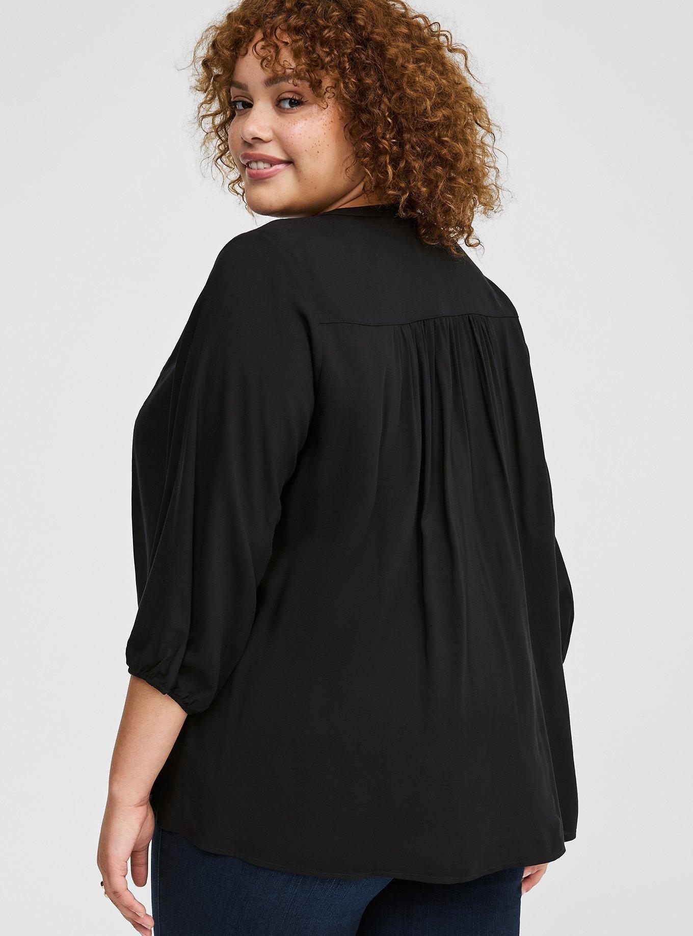 Challis Pleated V Neckline Blouse